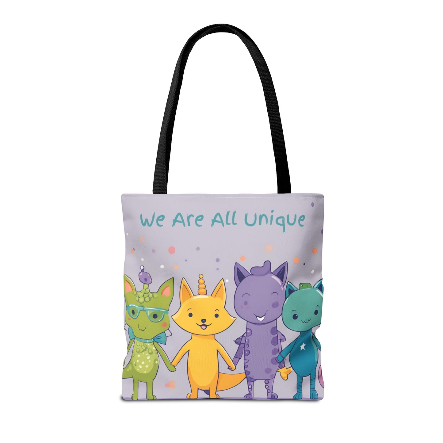 We Are All Unique 4 Animal Friends Tote Bag - Cute, Inclusive, Kid-friendly Design