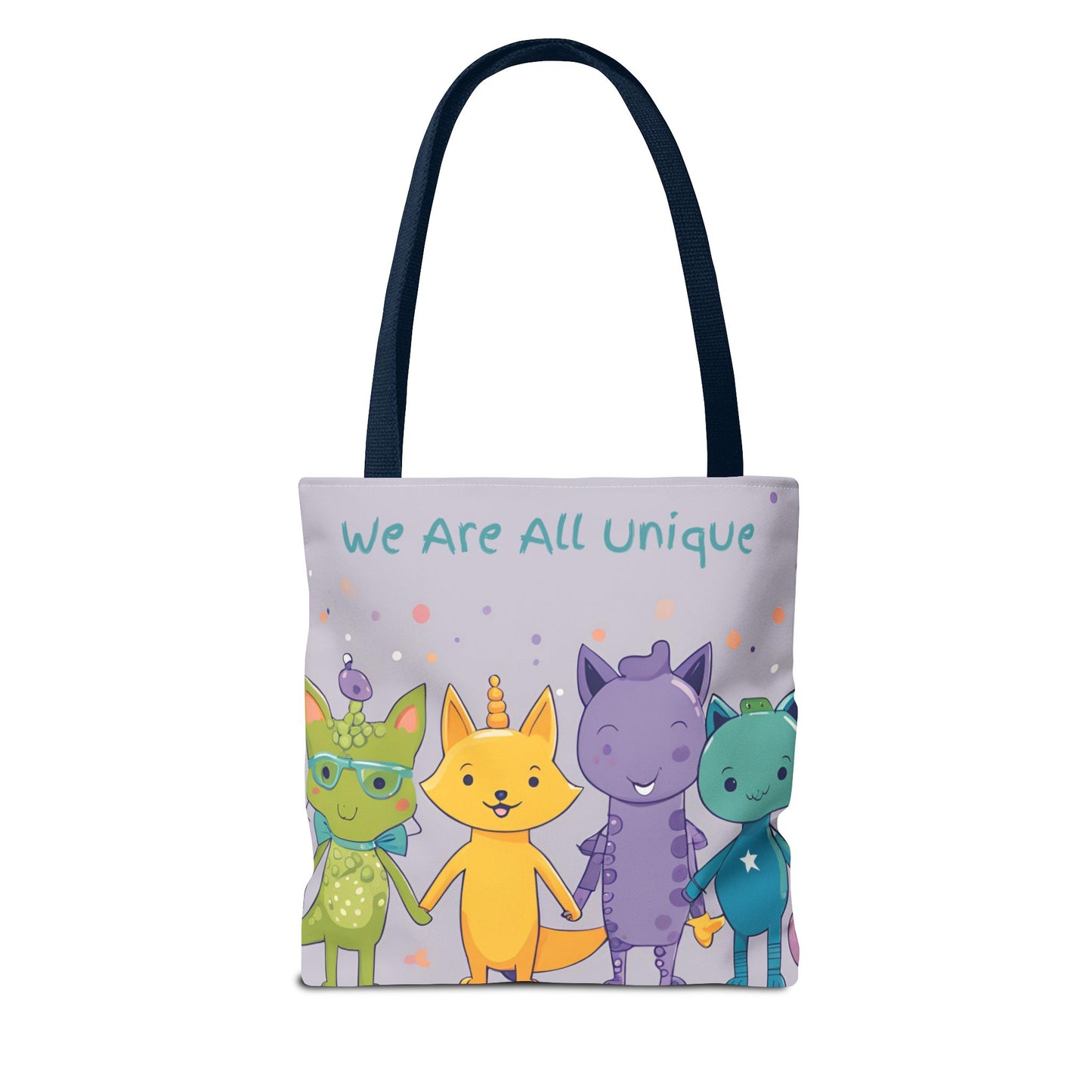 We Are All Unique 4 Animal Friends Tote Bag - Cute, Inclusive, Kid-friendly Design