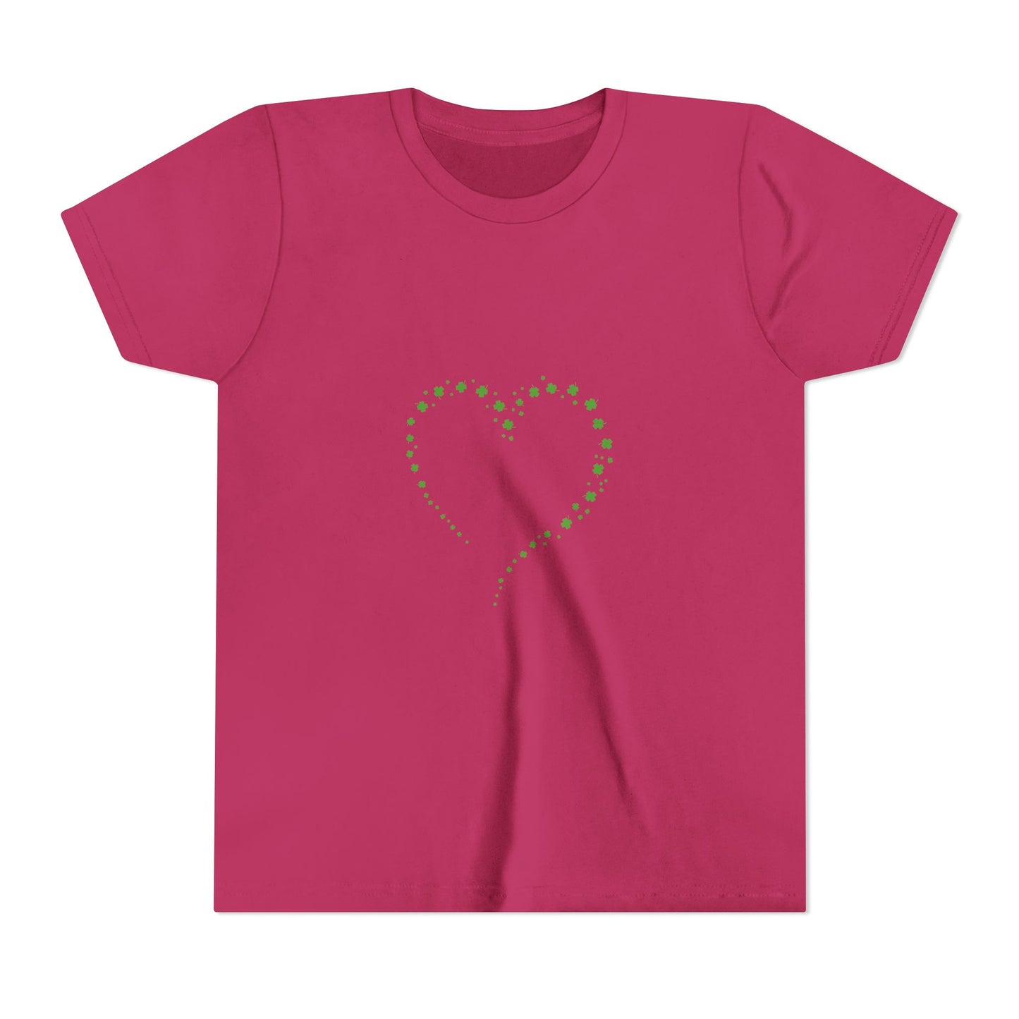 Green Heart Dotted Design Youth Tee | St. Patrick's Day Shamrock Motif