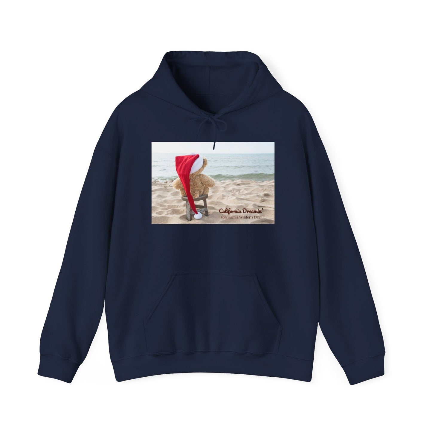California Christmas Hoodie | Santa Bear on the Beach | Cozy Winter Hoodie | Funny Holiday Sweatshirt | West Coast Xmas Gift