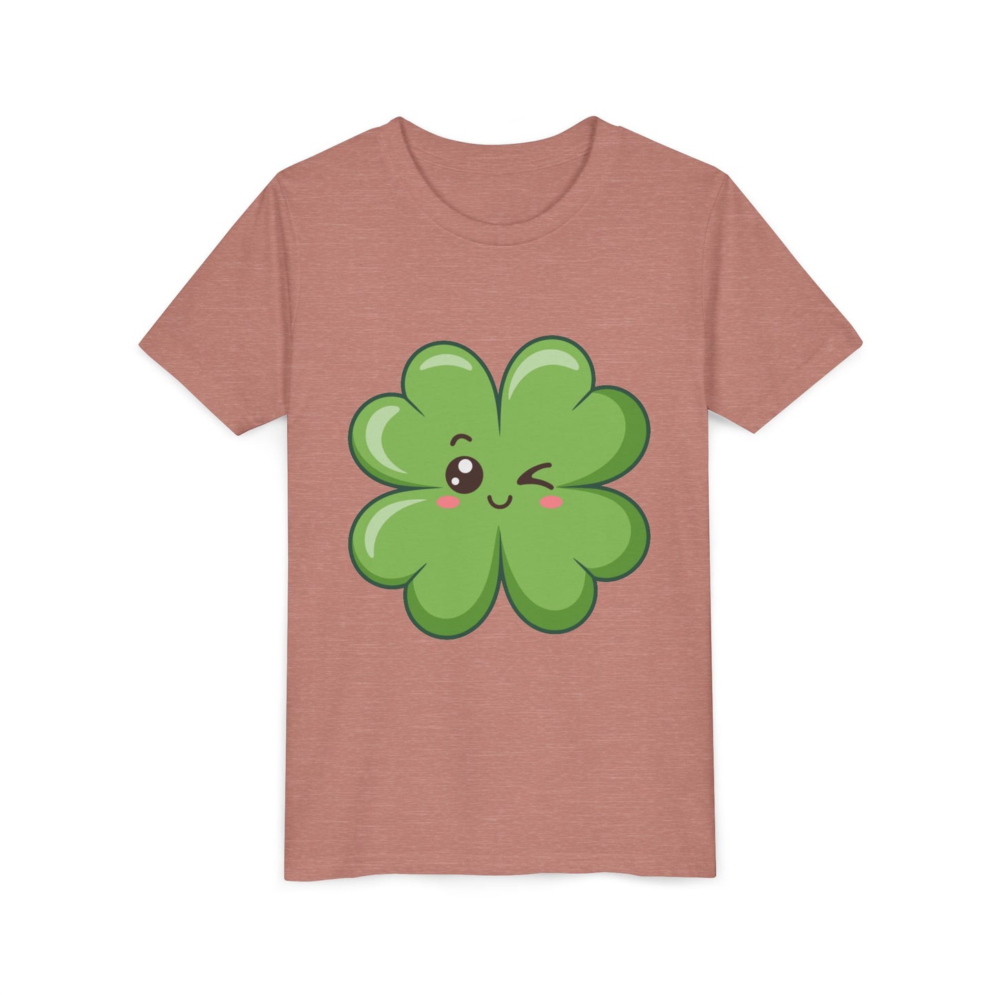 Kawaii Lucky Four-Leaf Clover Youth Tee | Cute St. Patrick's Day Shirt