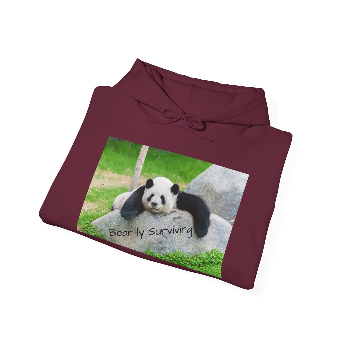 Funny Panda Hoodie | Bear-ly Surviving Sweatshirt | Lazy Mood Cozy Hoodie | Mental Health Humor Gift | Unisex Loungewear | Panda Lover