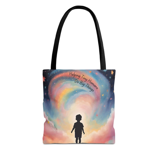 Helping Tiny Humans Do Big Things Tote - Inspiring Kids to Reach for the Stars