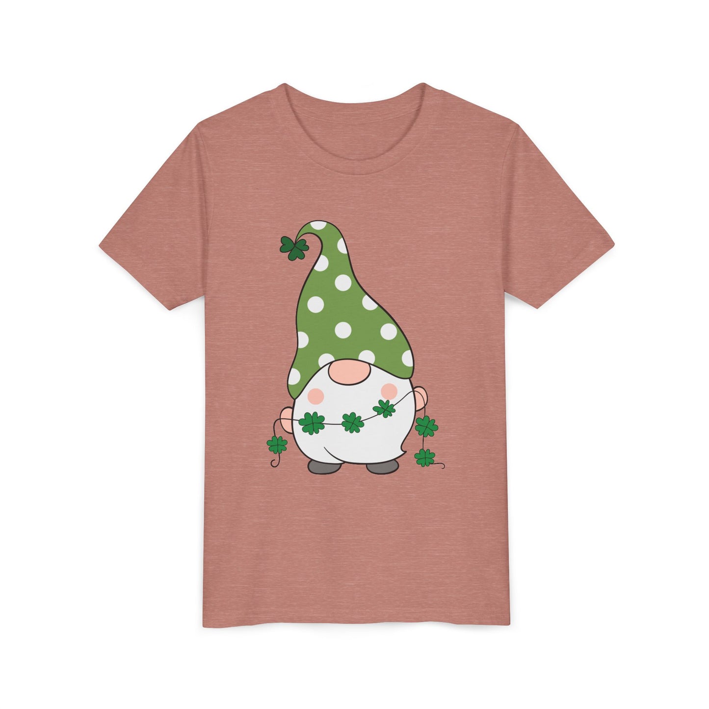 St. Patricks Gnome Youth Tee | Green Polka Dot Hat with Shamrocks
