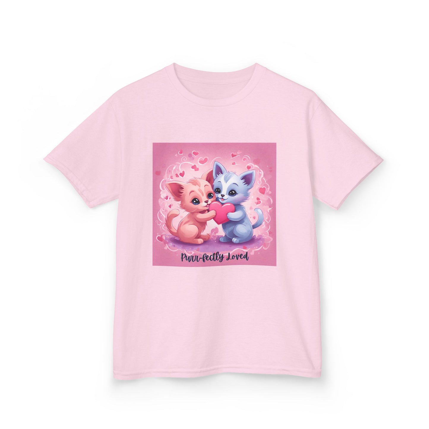 Purr-fectly Loved - Pink & Blue Kittens Valentine's Kids Tee