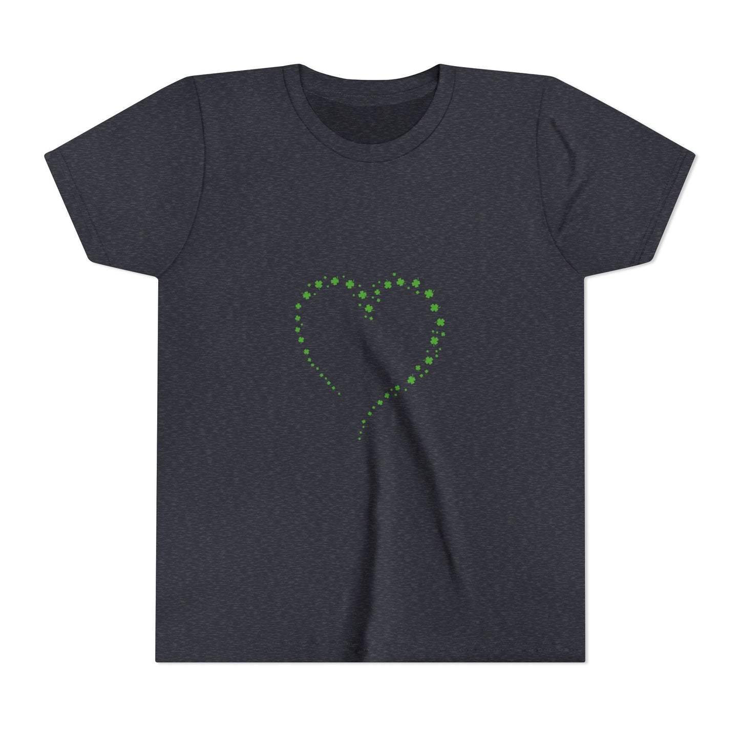 Green Heart Dotted Design Youth Tee | St. Patrick's Day Shamrock Motif