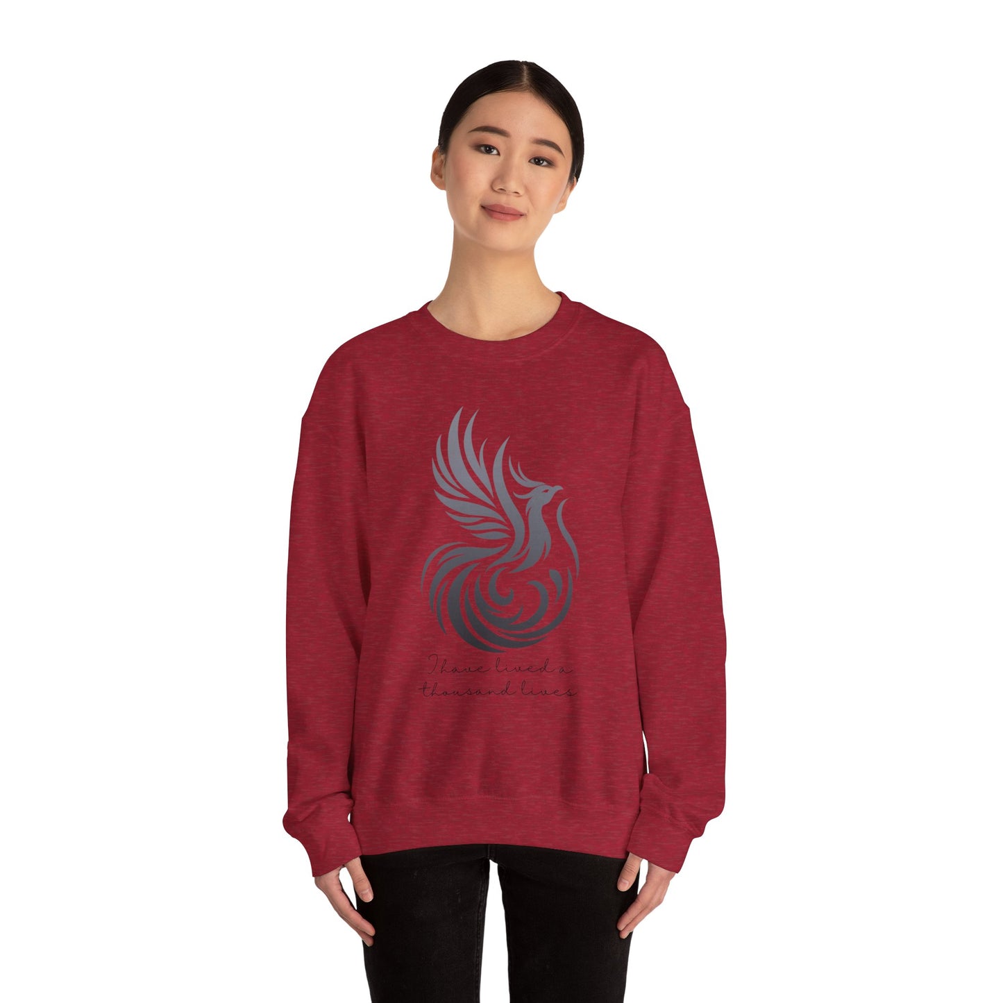 Phoenix Rising Sweatshirt - I Have Lived a Thousand Lives | Inspirational Unisex Sweatshirt - BlackF