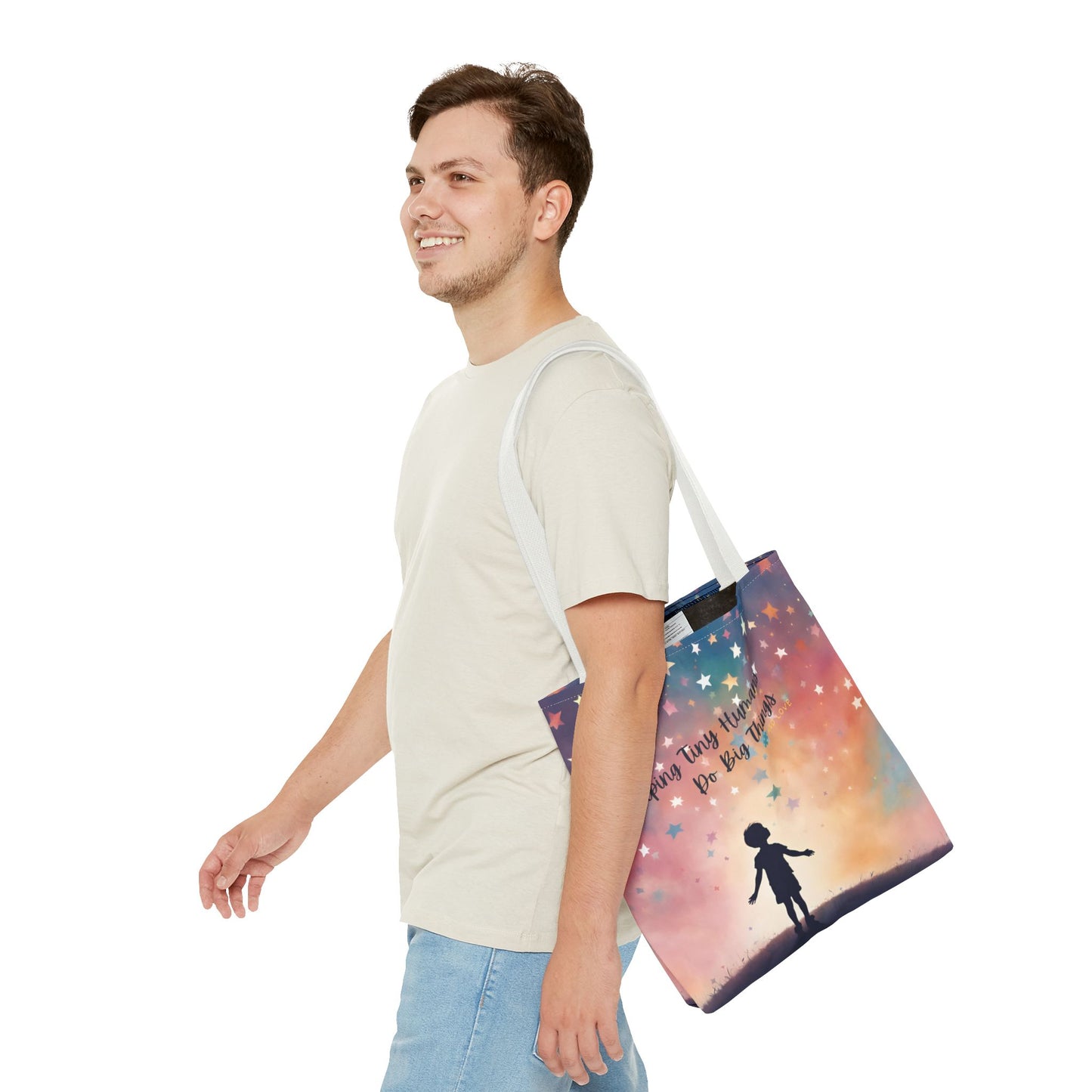 Helping Tiny Humans Do Big Things Tote - Inspiring Kids to Reach for the Stars
