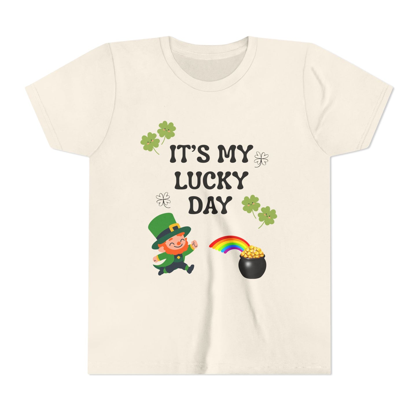 It's My Lucky Day Youth Tee | St. Patrick's Day Leprechaun, Shamrocks, Rainbow Pot of Gold