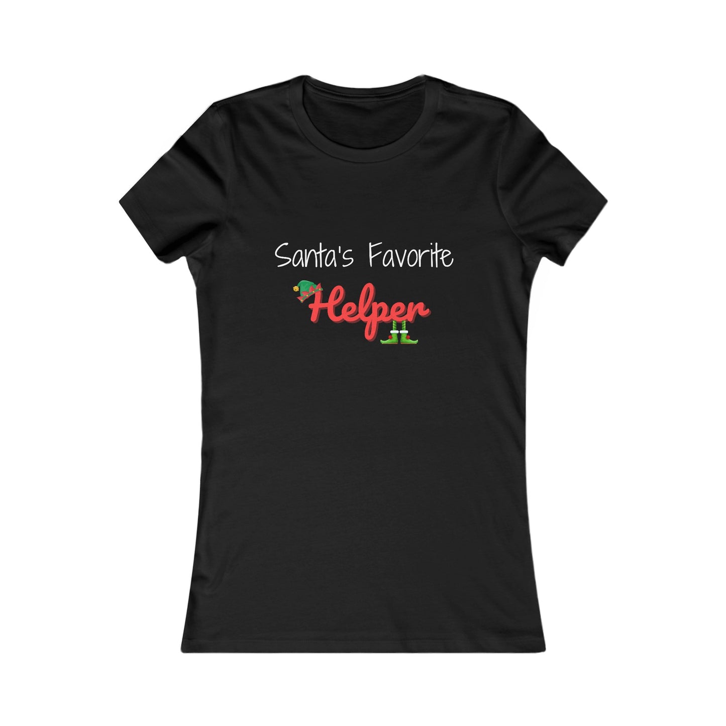 Santa's Favorite Helper Christmas Shirt (WF) - Festive Elf Hat and Shoes Holiday Tee