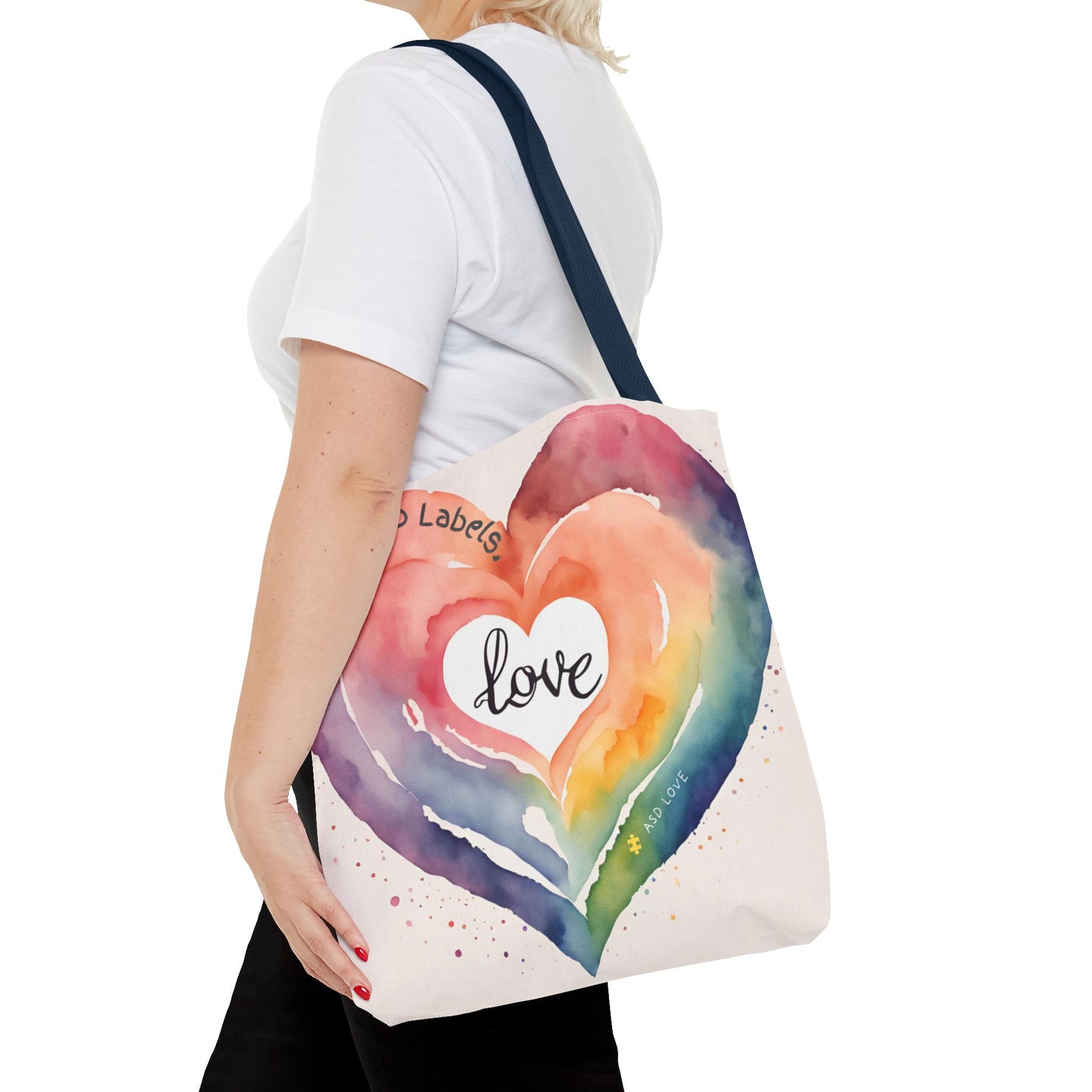 Love Knows No Labels Watercolor Heart Tote Bag - Celebrate Diversity &Unity