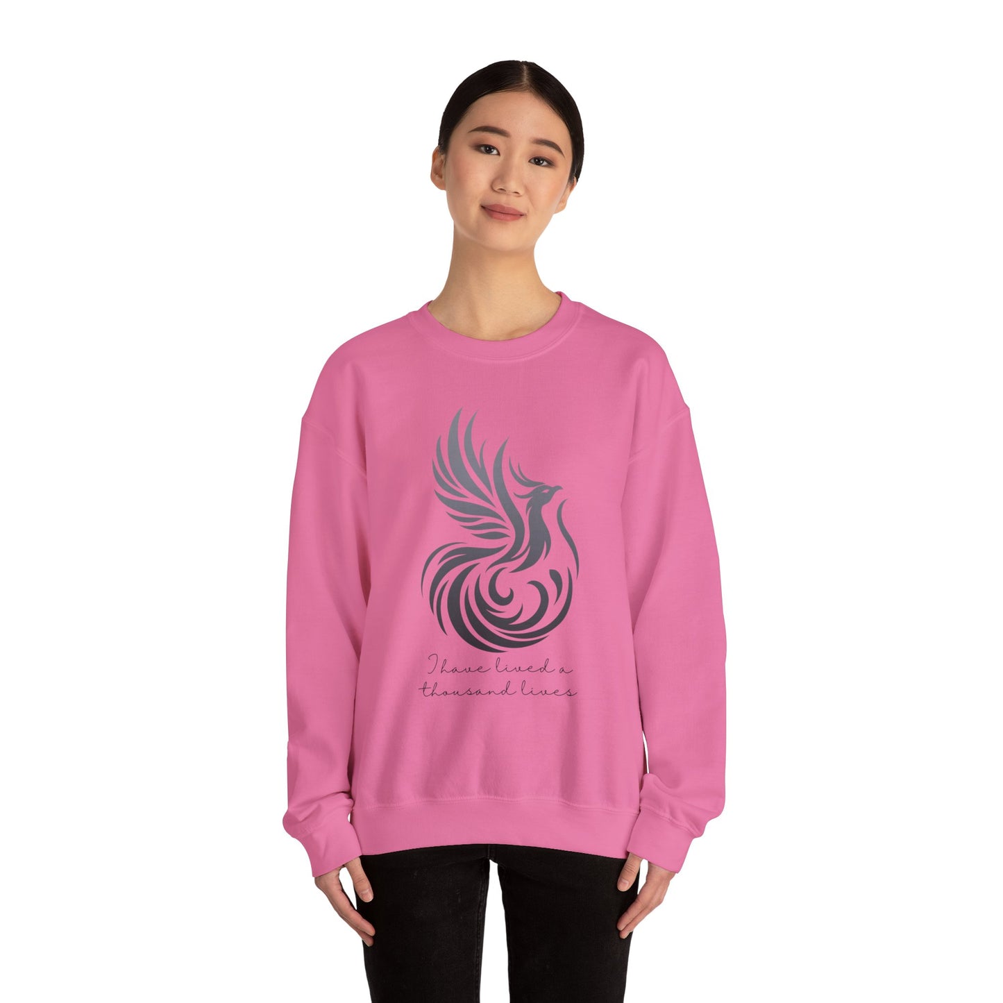 Phoenix Rising Sweatshirt - I Have Lived a Thousand Lives | Inspirational Unisex Sweatshirt - BlackF