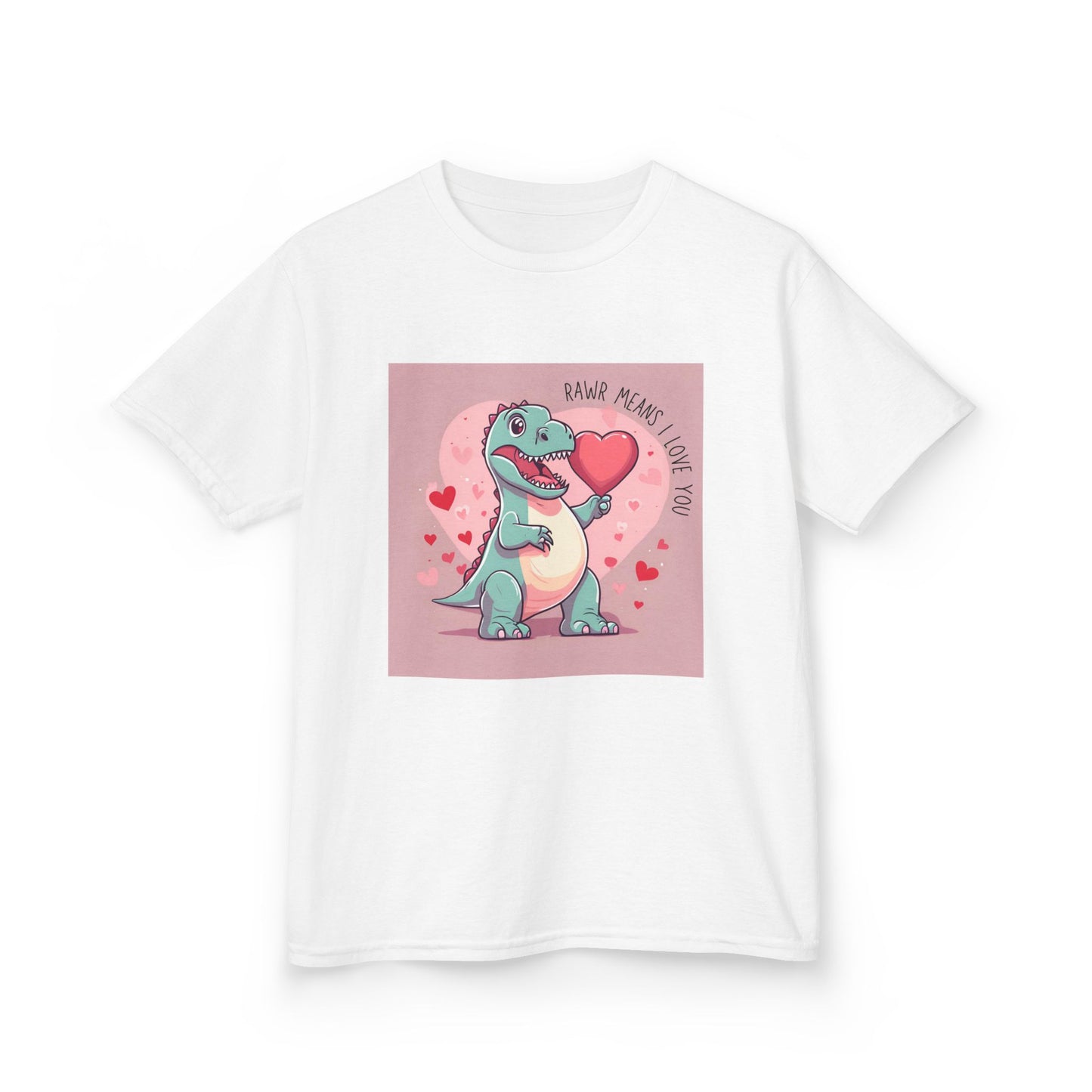 RAWR Means I LOVE YOU - Blue Dino Valentine's Kids Tee