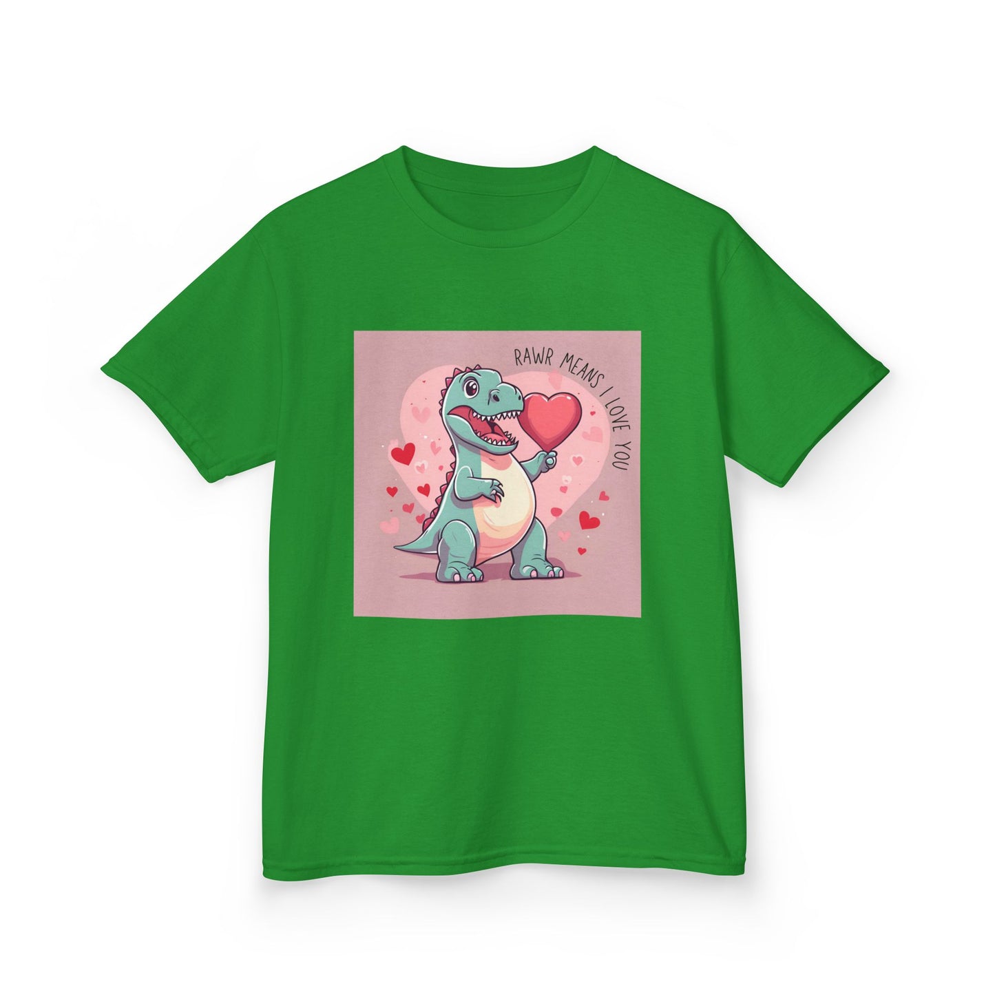 RAWR Means I LOVE YOU - Blue Dino Valentine's Kids Tee
