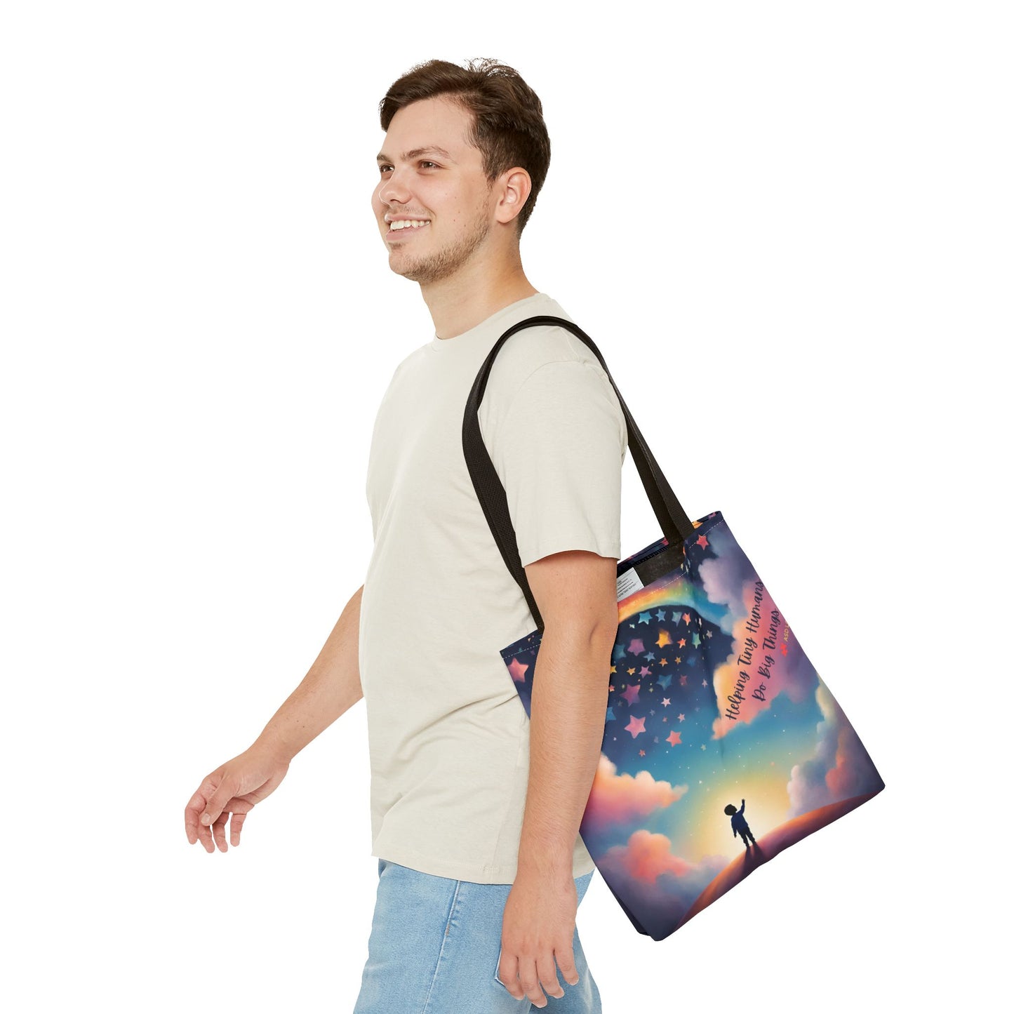 Helping Tiny Humans Do Big Things Tote - Inspiring Kids to Reach for the Stars