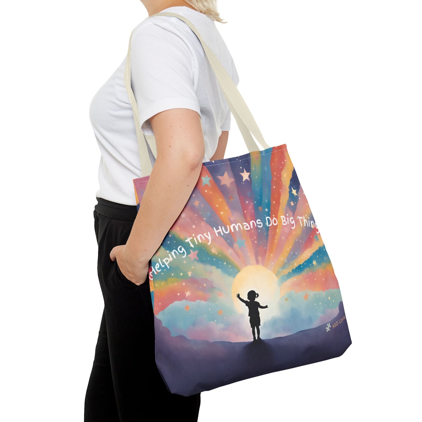 Helping Tiny Humans Do Big Things Tote - Inspiring Kids to Reach for the Stars