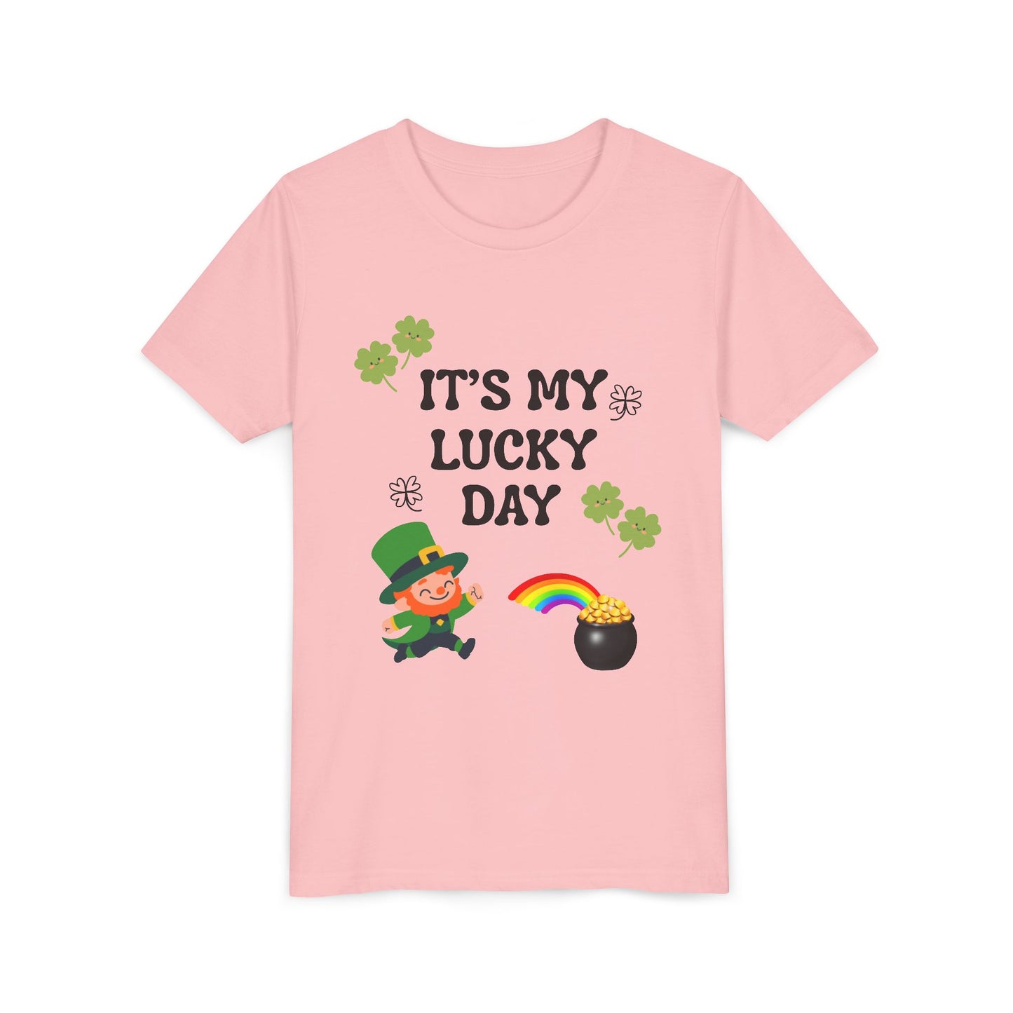 It's My Lucky Day Youth Tee | St. Patrick's Day Leprechaun, Shamrocks, Rainbow Pot of Gold