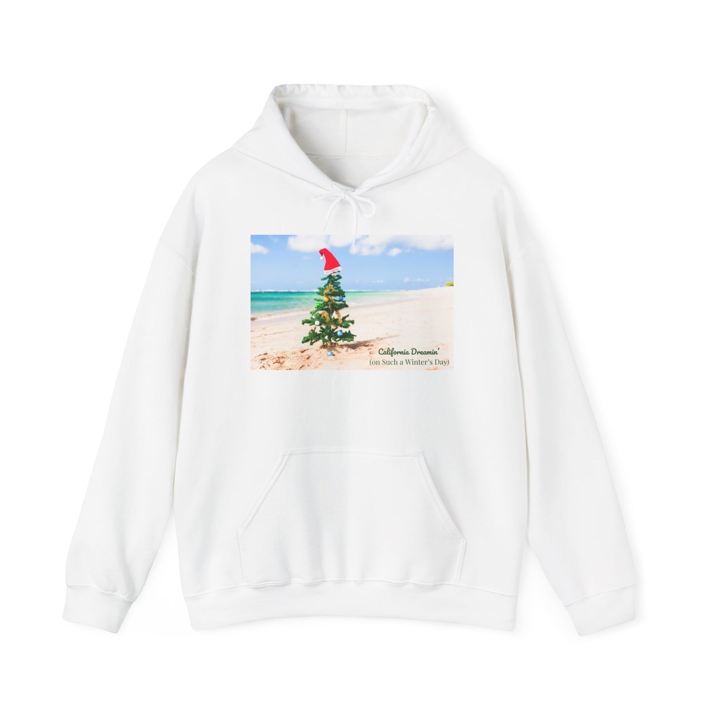 California Dreamin (on Such a Winter's Day) Hoodie - Featuring Santa Tree on the Beach