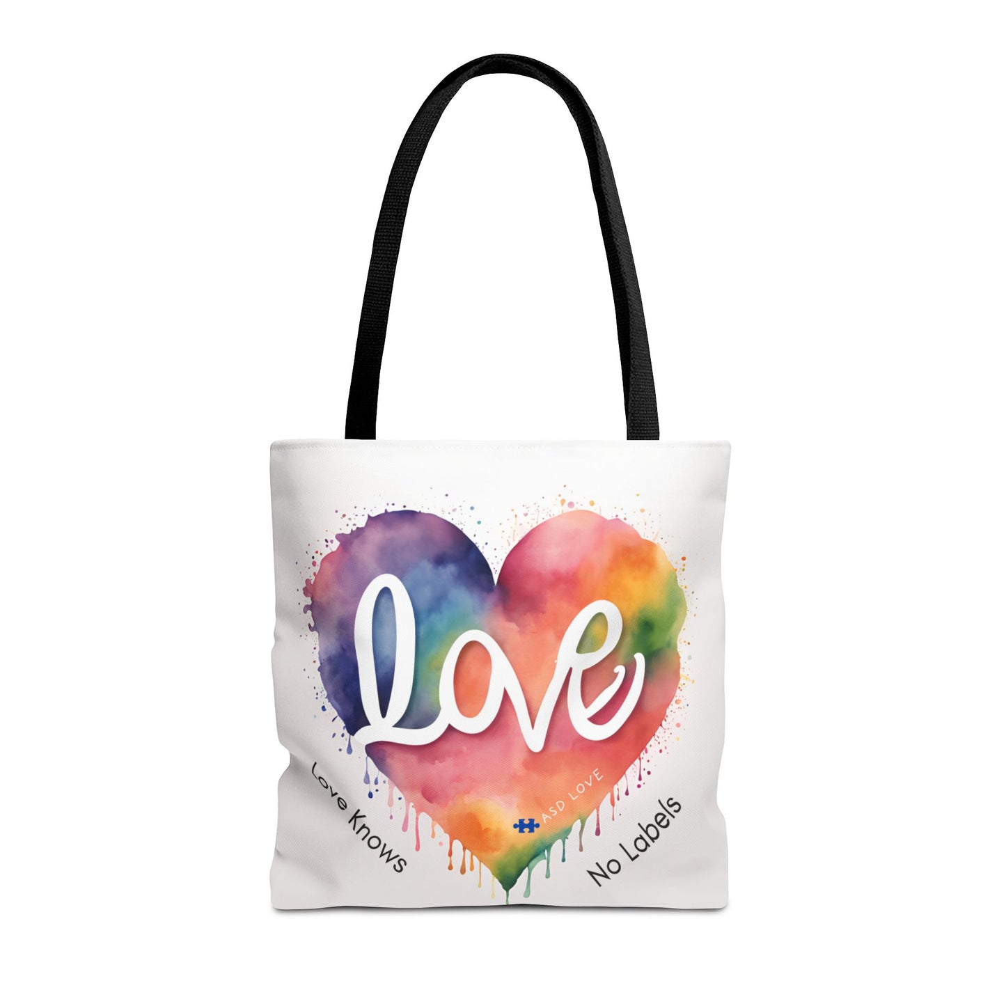 Love Knows No Labels Heart Drip Tote Bag - Show Your Pride & Inclusivity