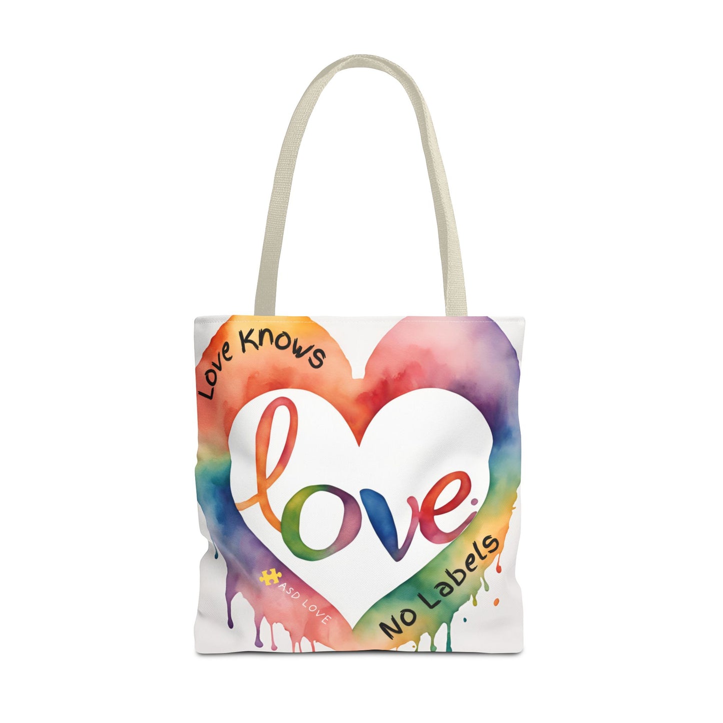 Love Knows No Labels Watercolor Drip Tote Bag - Embrace Acceptance & Harmony
