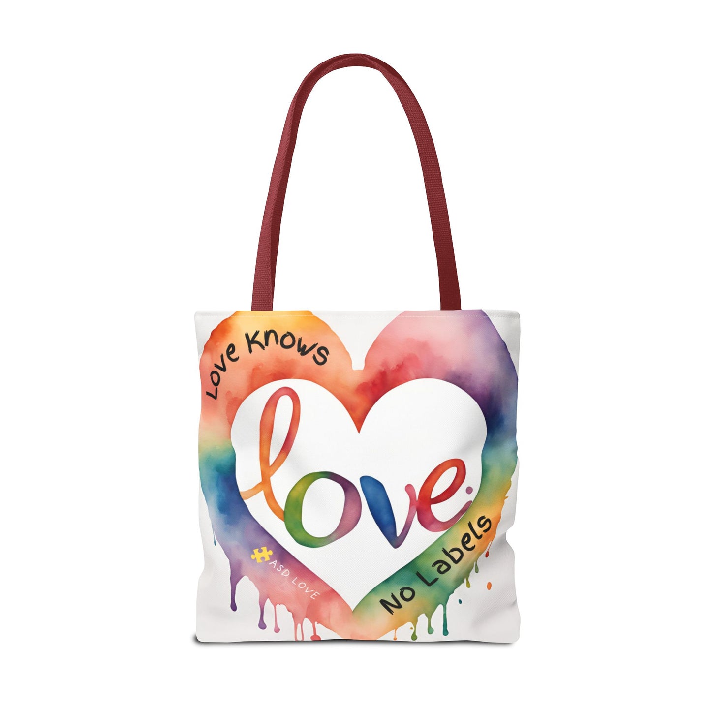 Love Knows No Labels Watercolor Drip Tote Bag - Embrace Acceptance & Harmony