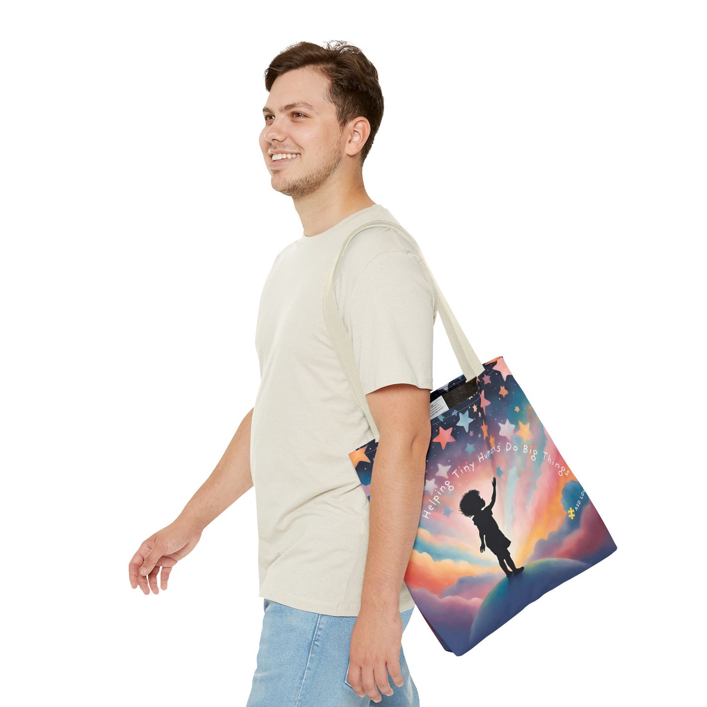Helping Tiny Humans Do Big Things Tote - Inspiring Kids to Reach for the Stars