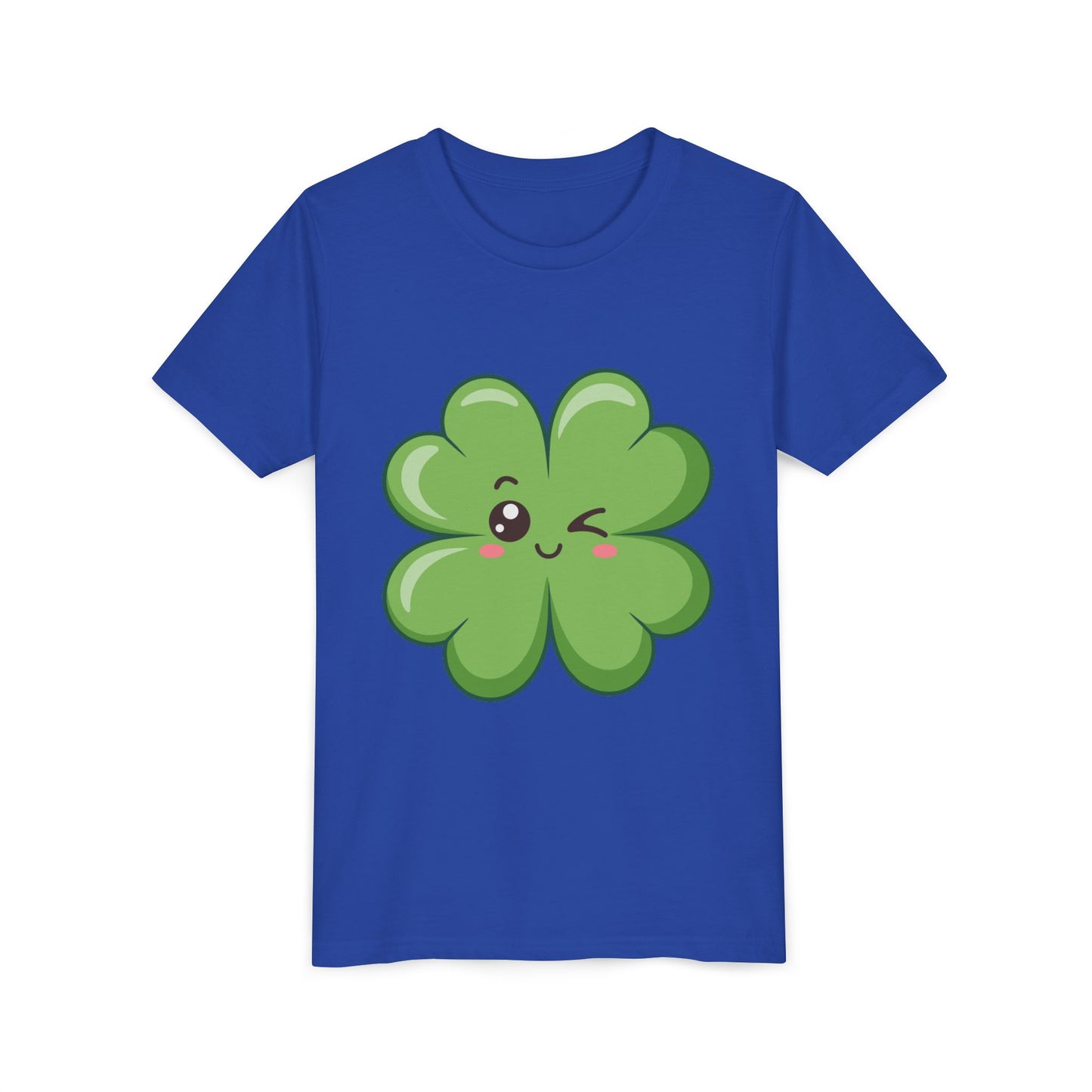 Kawaii Lucky Four-Leaf Clover Youth Tee | Cute St. Patrick's Day Shirt