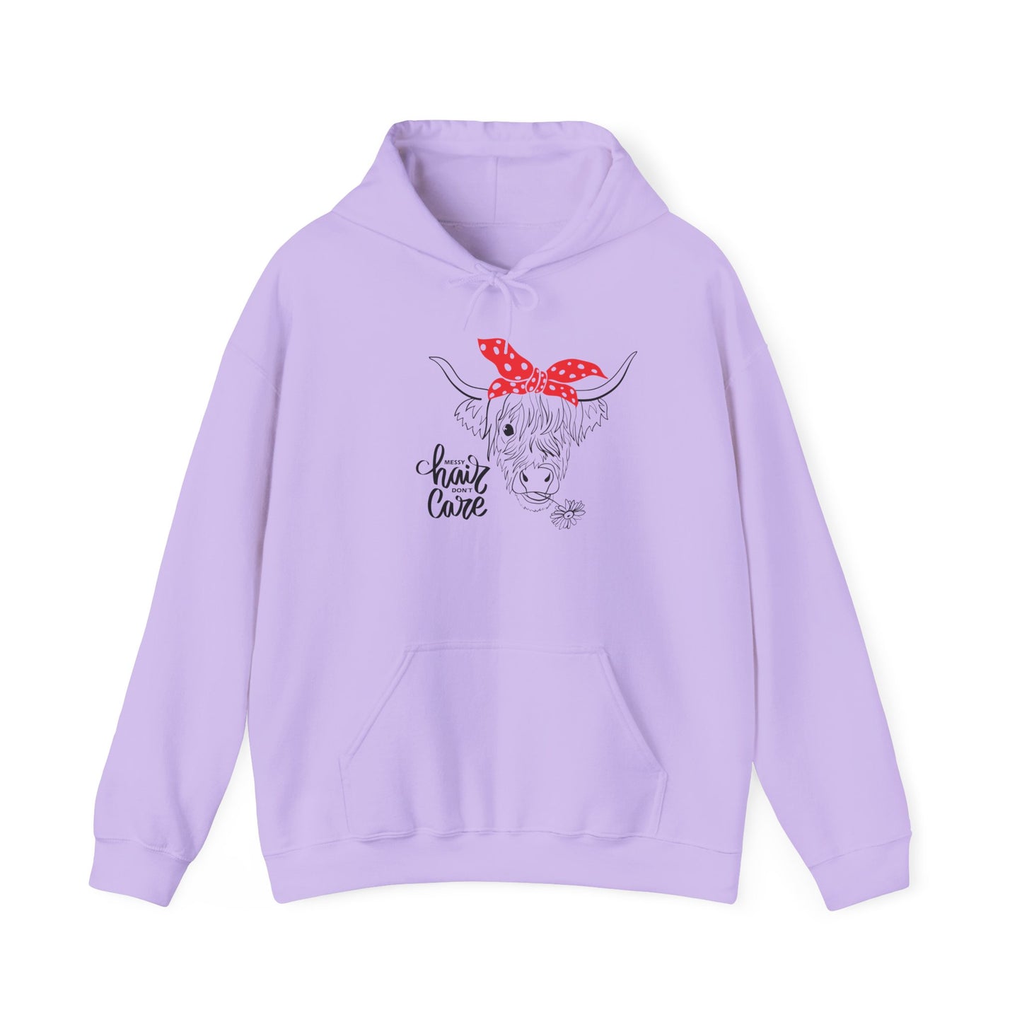 Sassy Highland Cow - Messy Hair, Don't Care Hoodie | Farmhouse Sweatshirt, Cozy Unisex Hooded Sweatshirt