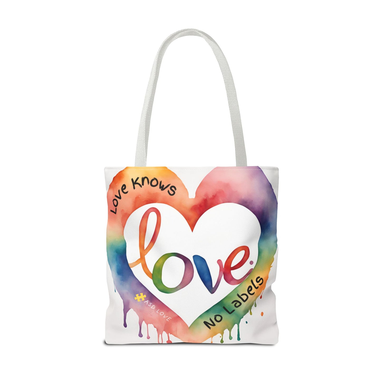 Love Knows No Labels Watercolor Drip Tote Bag - Embrace Acceptance & Harmony