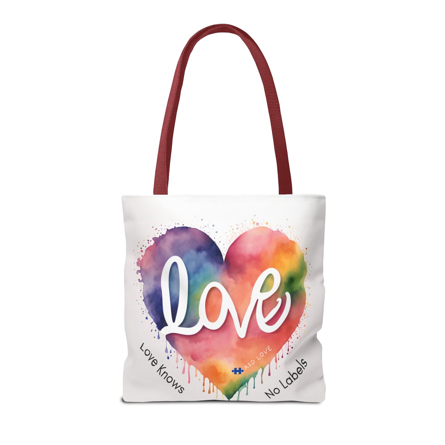 Love Knows No Labels Heart Drip Tote Bag - Show Your Pride & Inclusivity