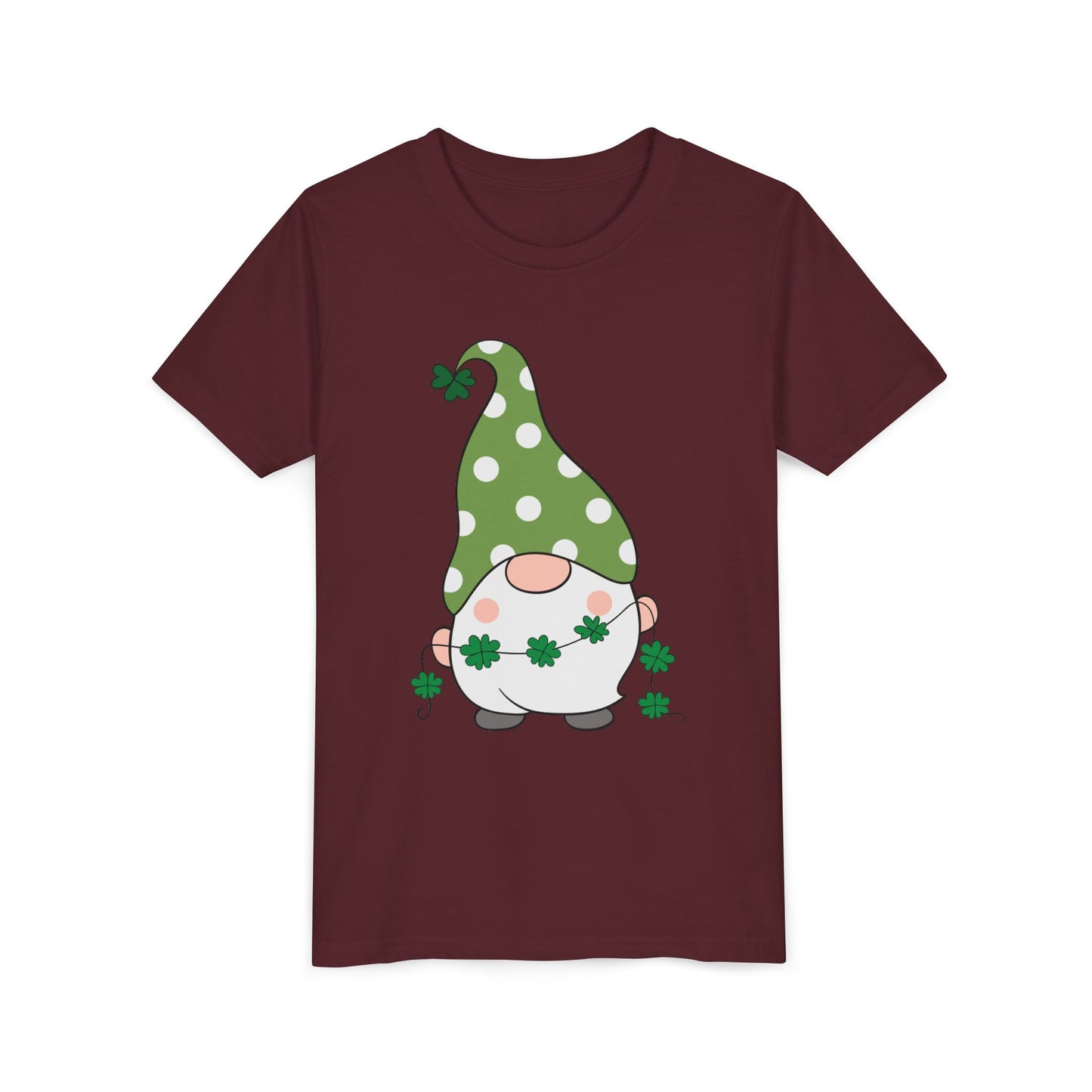 St. Patricks Gnome Youth Tee | Green Polka Dot Hat with Shamrocks