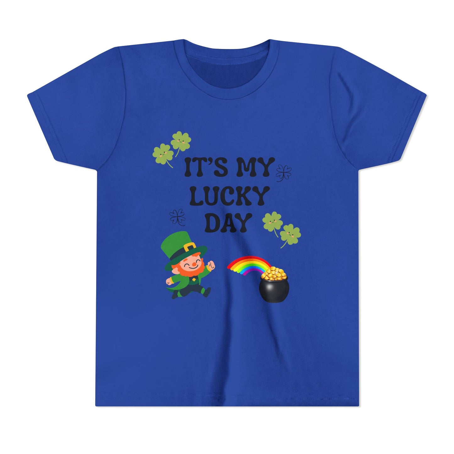 It's My Lucky Day Youth Tee | St. Patrick's Day Leprechaun, Shamrocks, Rainbow Pot of Gold