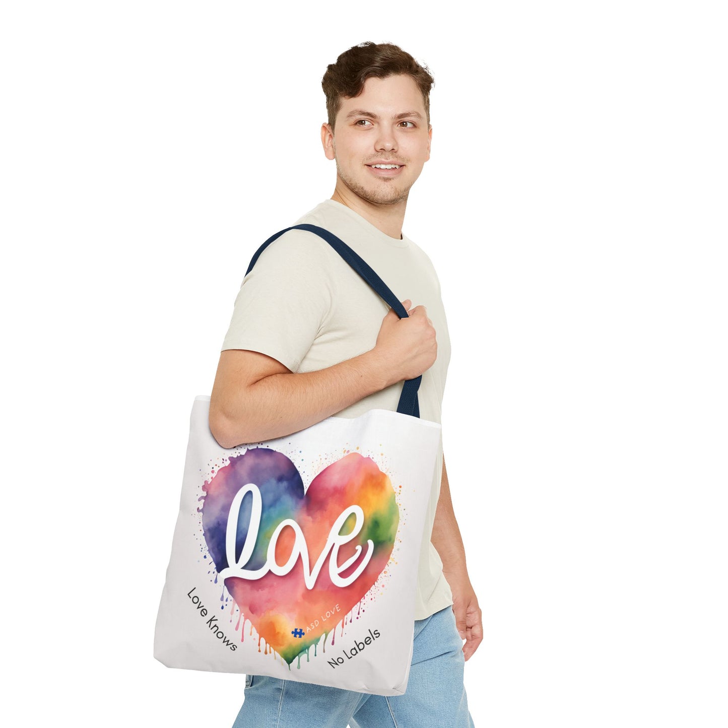 Love Knows No Labels Heart Drip Tote Bag - Show Your Pride & Inclusivity