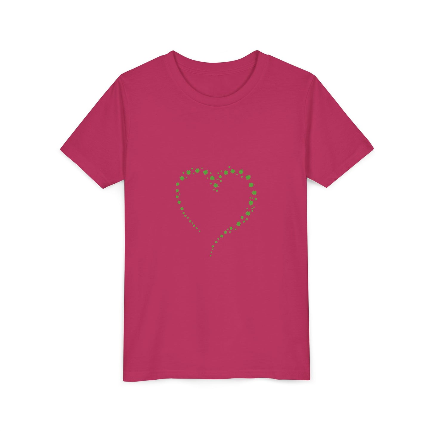 Green Heart Dotted Design Youth Tee | St. Patrick's Day Shamrock Motif