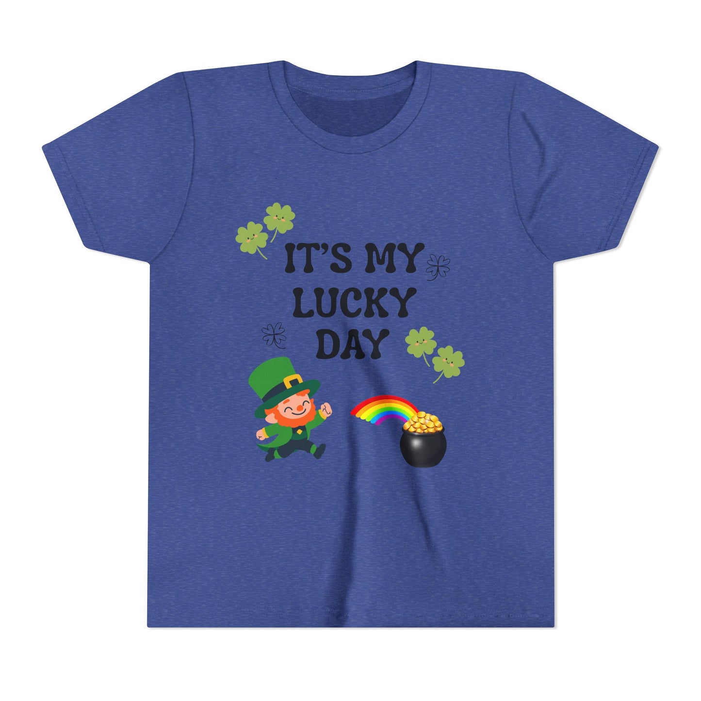 It's My Lucky Day Youth Tee | St. Patrick's Day Leprechaun, Shamrocks, Rainbow Pot of Gold