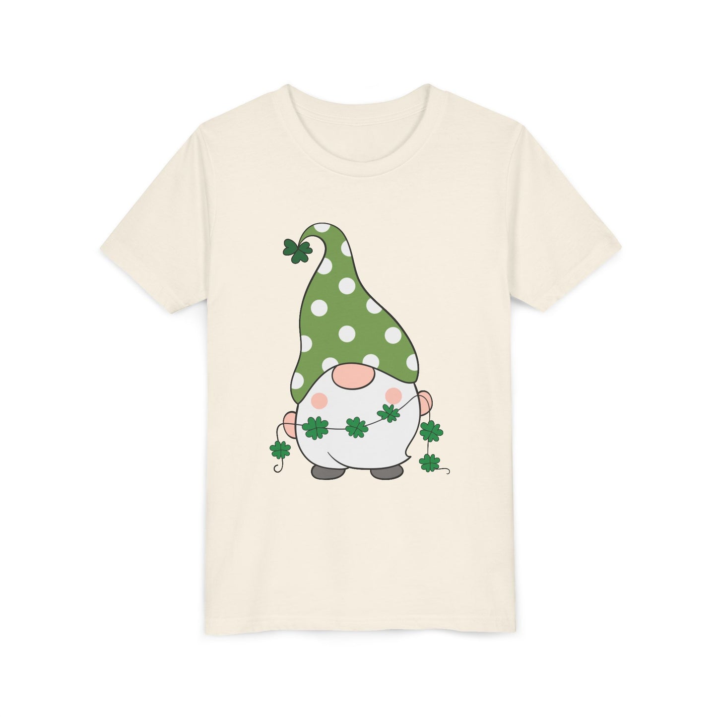 St. Patricks Gnome Youth Tee | Green Polka Dot Hat with Shamrocks
