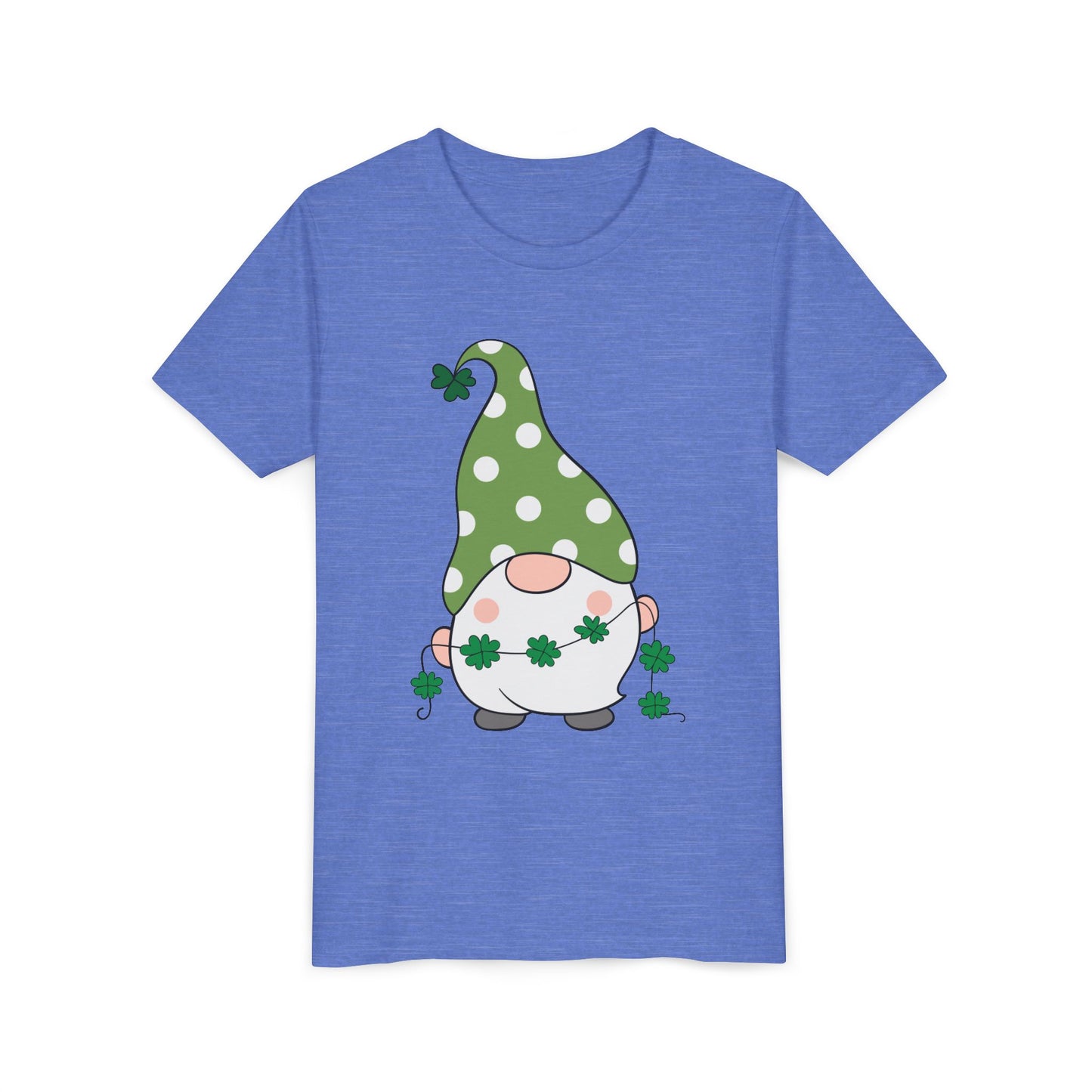 St. Patricks Gnome Youth Tee | Green Polka Dot Hat with Shamrocks