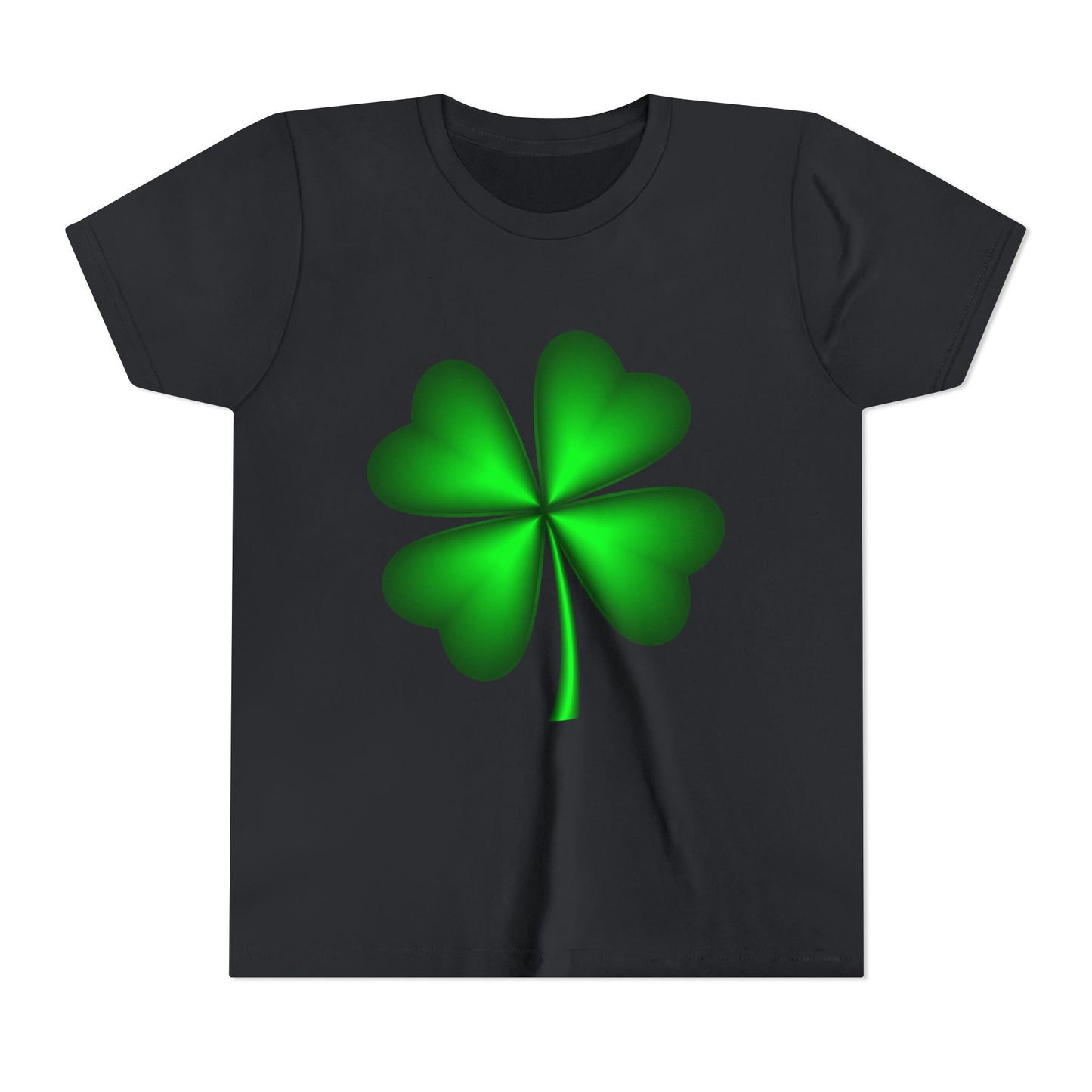 Green Four-Leaf Clover Youth Tee | St. Patrick's Day Shamrock Shirt