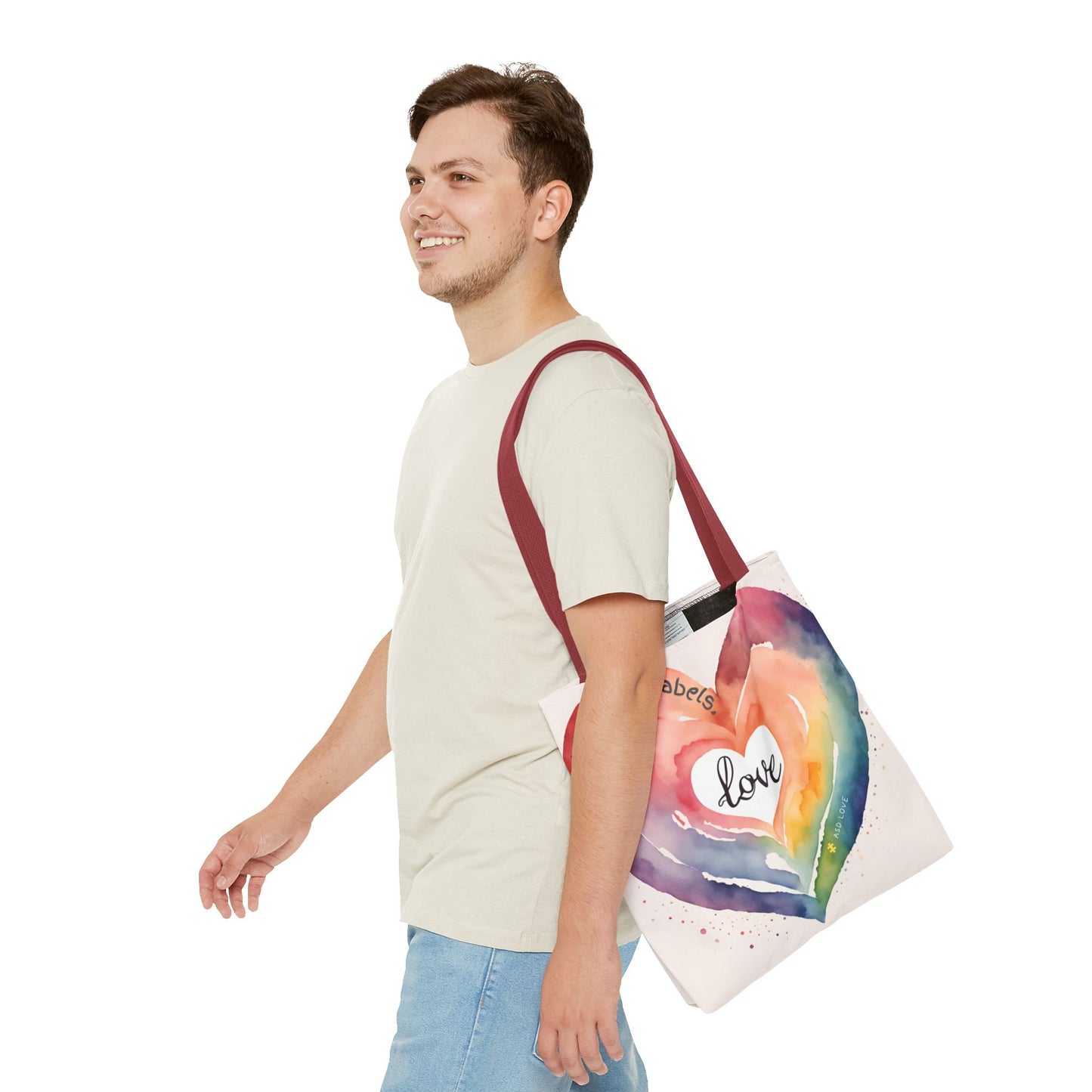Love Knows No Labels Watercolor Heart Tote Bag - Celebrate Diversity &Unity