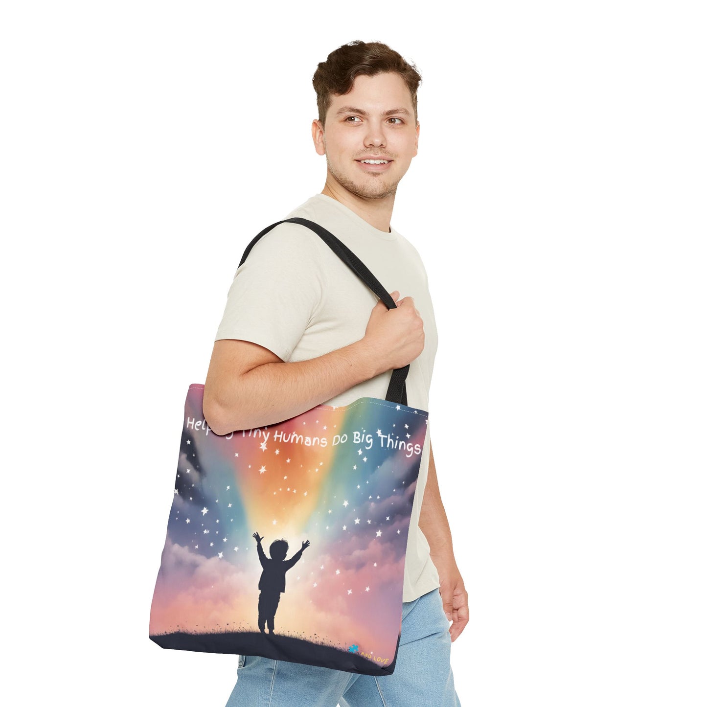Helping Tiny Humans Do Big Things Tote - Inspiring Kids to Reach for the Stars