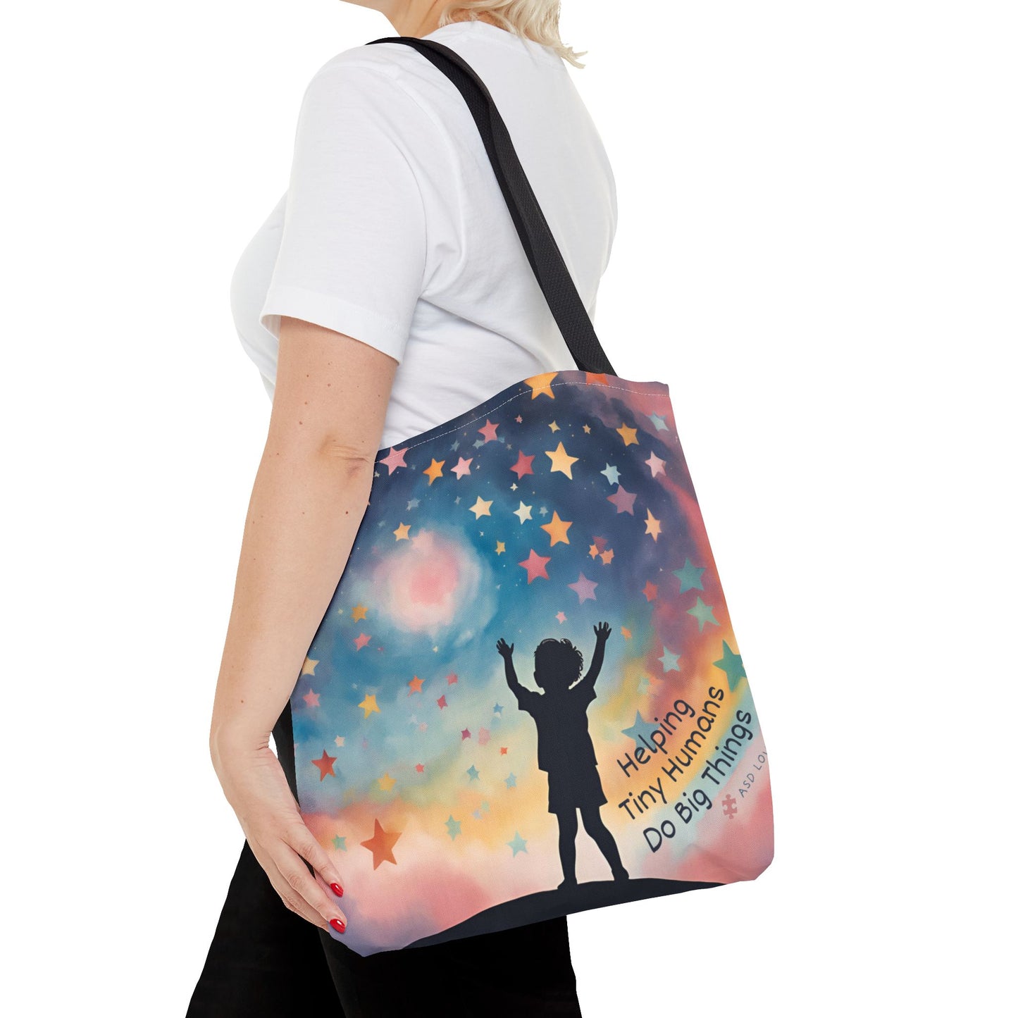 Helping Tiny Humans Do Big Things Tote - Inspiring Kids to Reach for the Stars