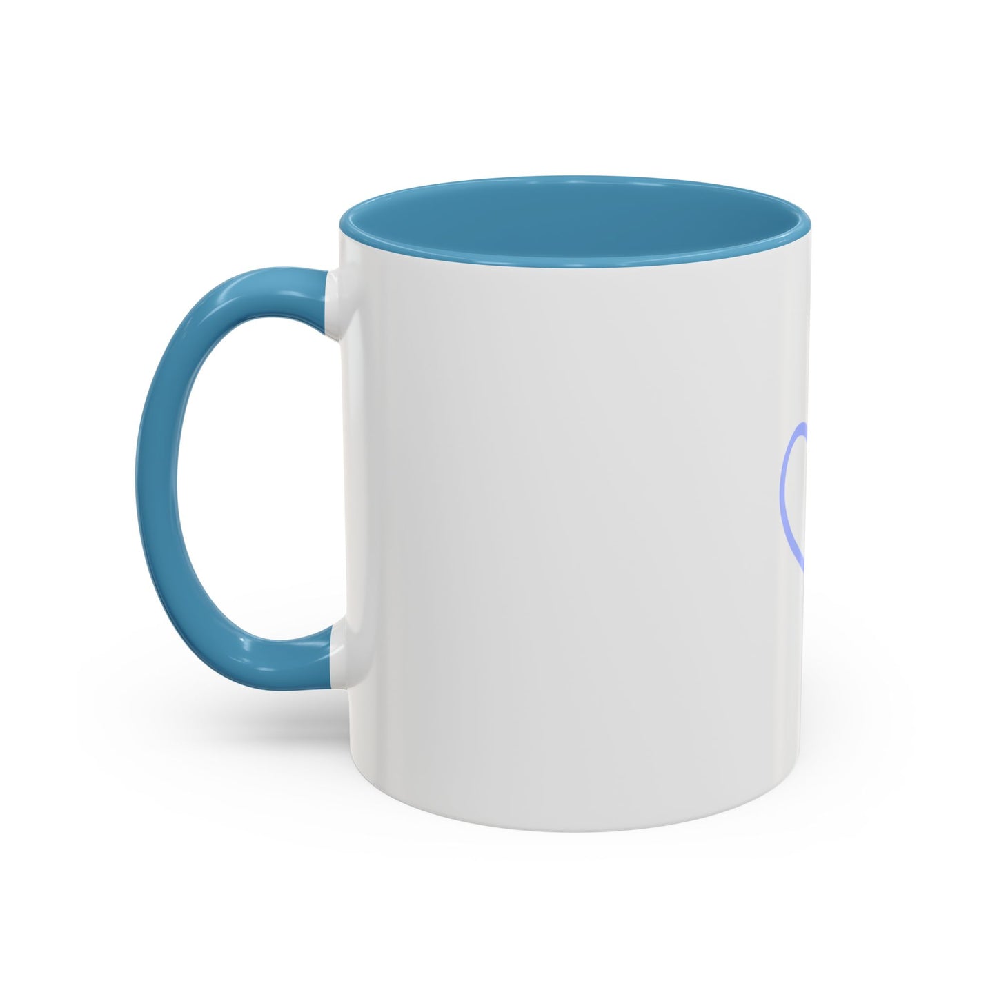 P.S. I Hope You Feel Beautiful Today - Accent Coffee Mug | Inspirational Ceramic Cup with Color Handle (11, 15oz) - Blue Heart