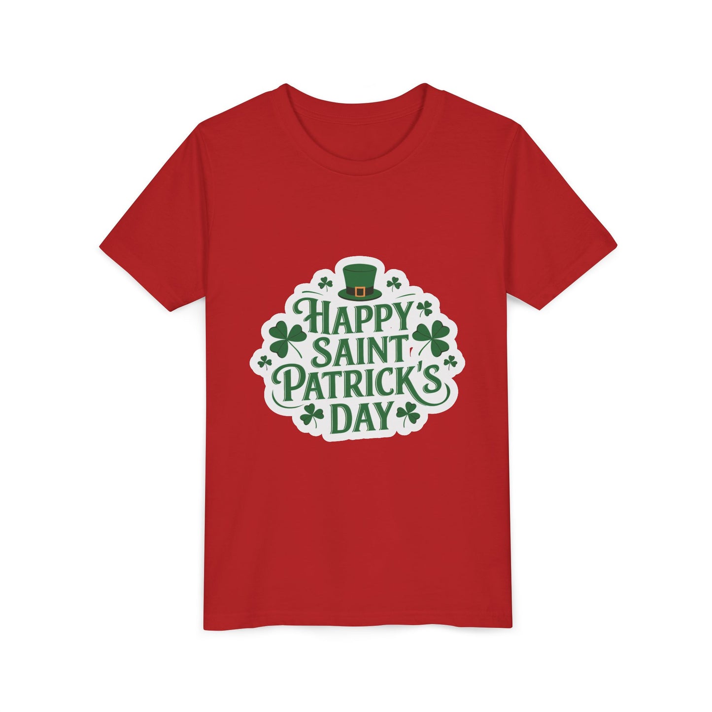 Happy Saint Patrick's Day Youth Tee | Shamrocks, Leprechaun Hat