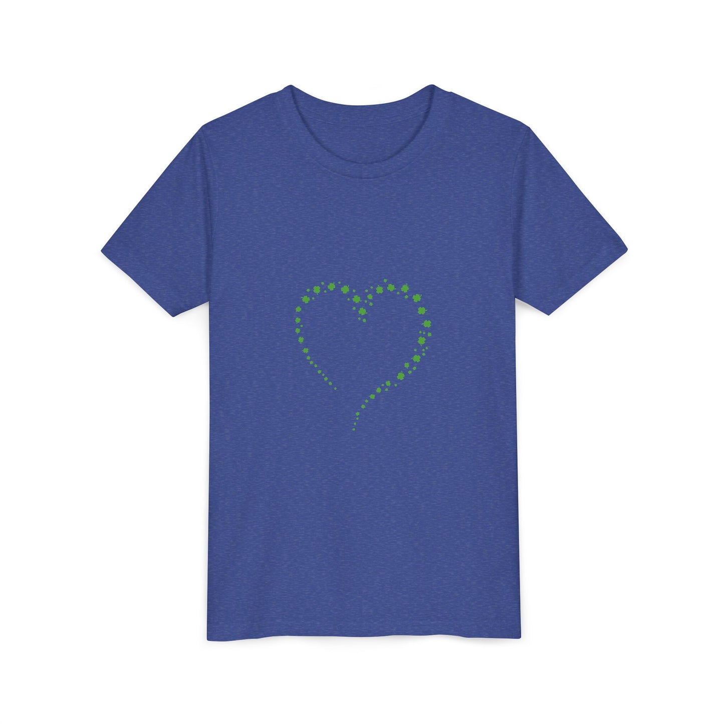 Green Heart Dotted Design Youth Tee | St. Patrick's Day Shamrock Motif