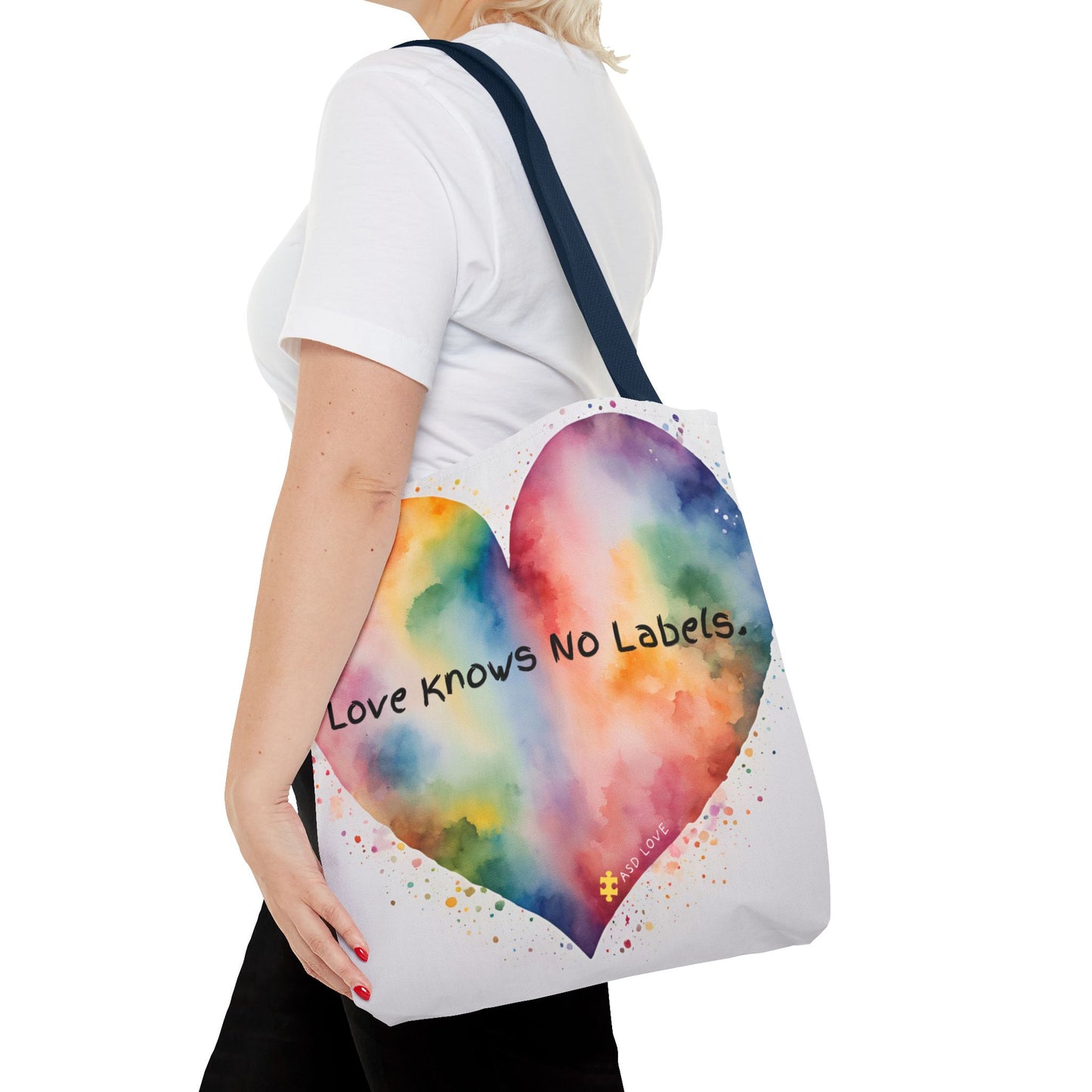 Love Knows No Labels - Big Heart Tote Bag - Show Your True Colors