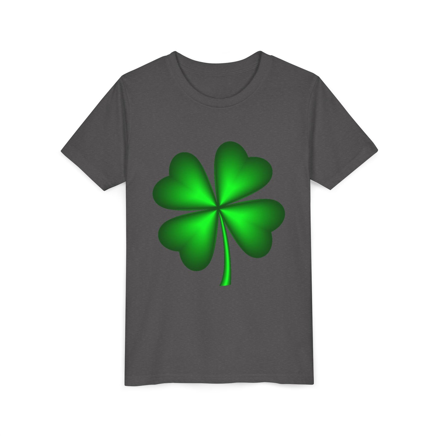Green Four-Leaf Clover Youth Tee | St. Patrick's Day Shamrock Shirt