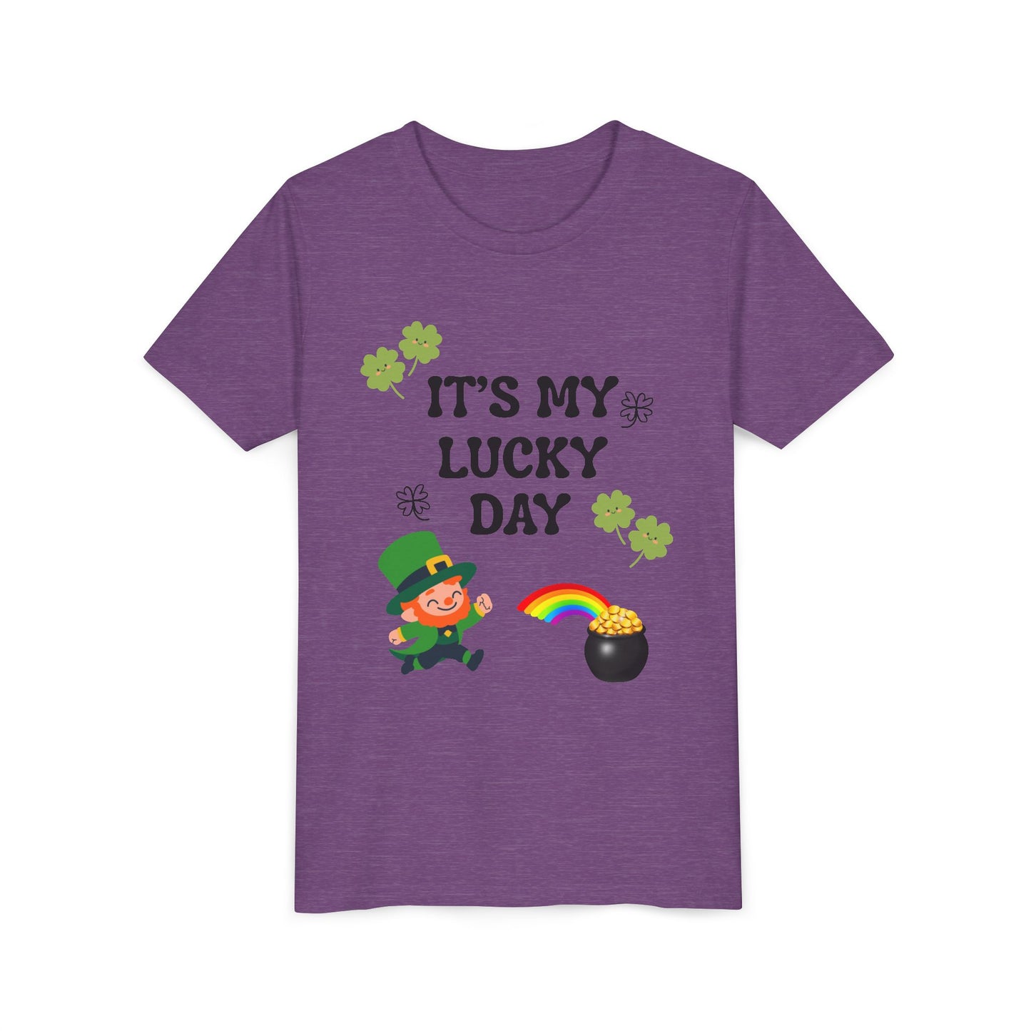It's My Lucky Day Youth Tee | St. Patrick's Day Leprechaun, Shamrocks, Rainbow Pot of Gold