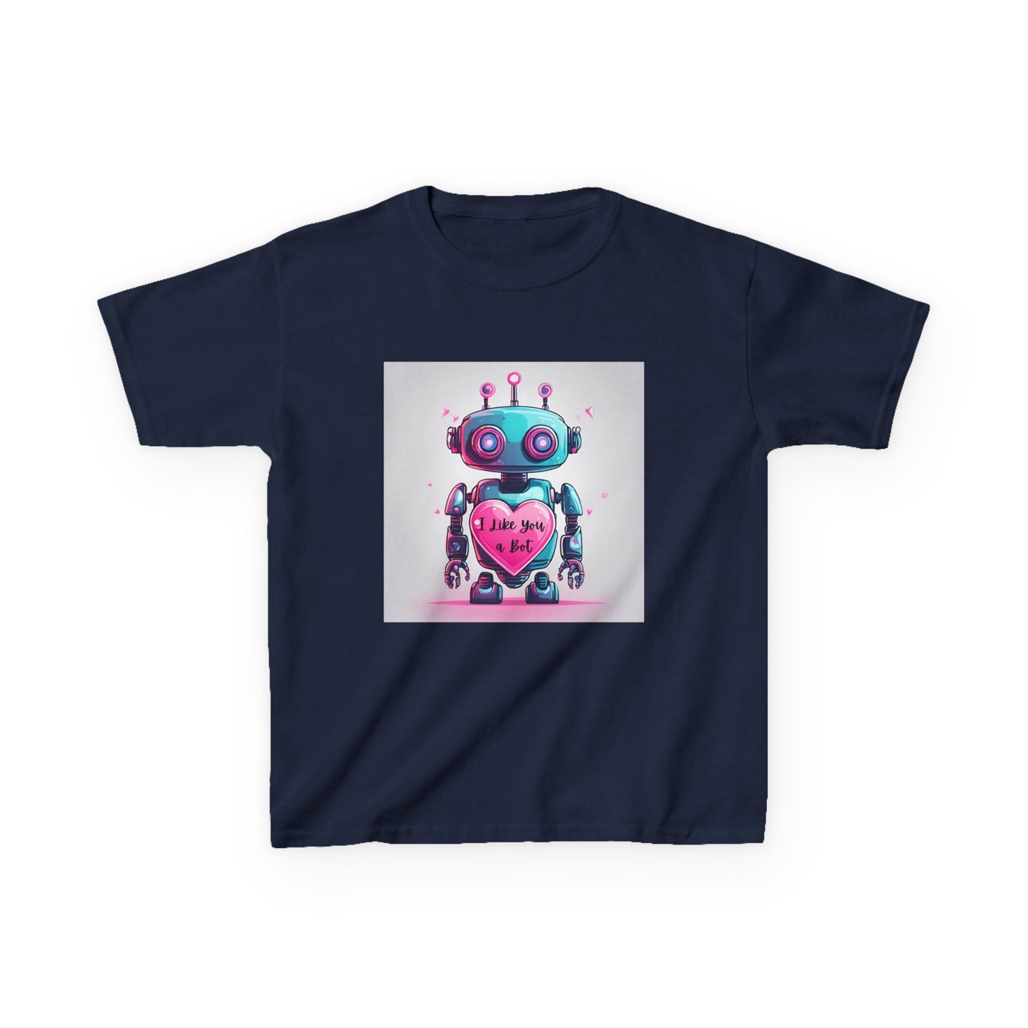 I Like You a Bot - Blue Robot Valentine's Kids Tee