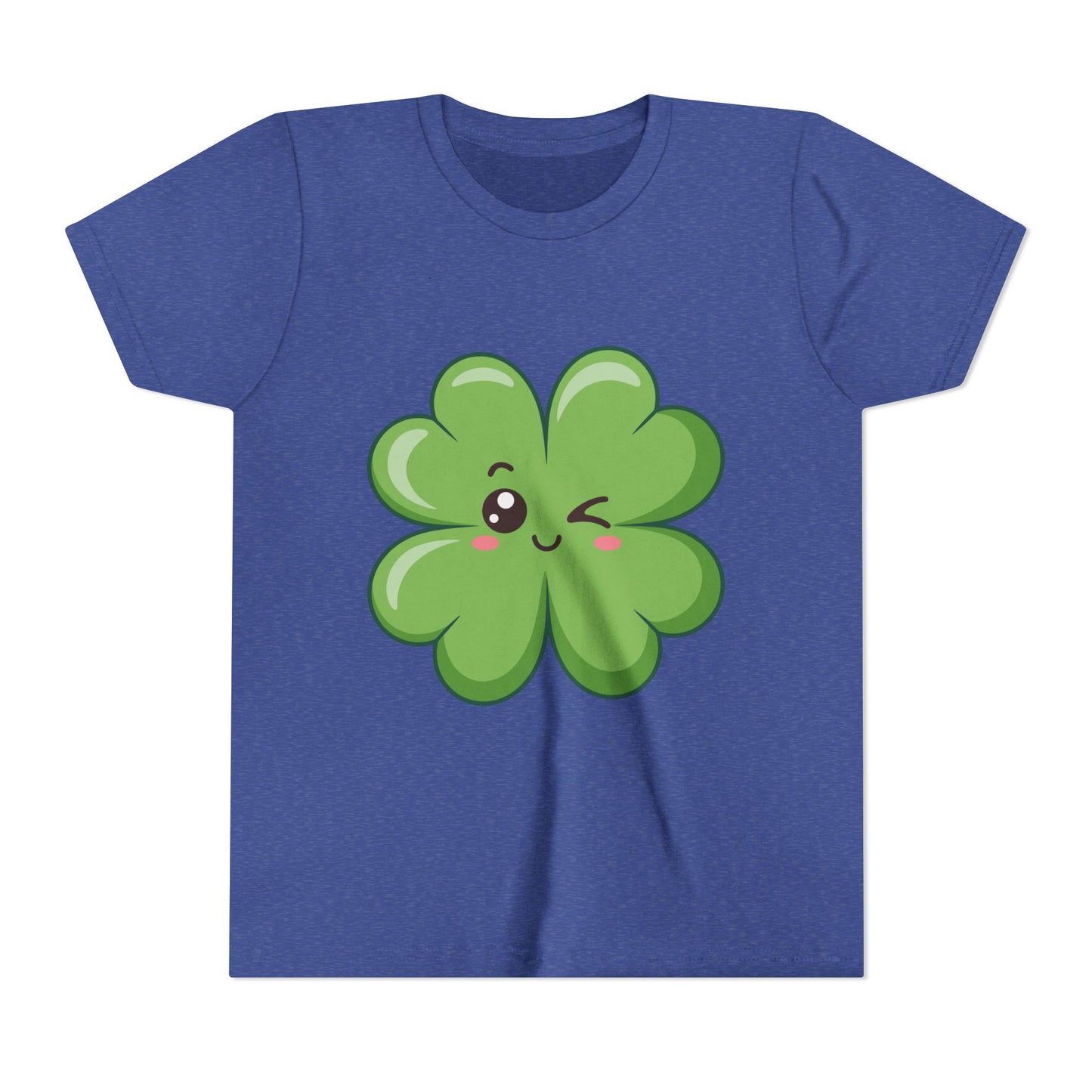 Kawaii Lucky Four-Leaf Clover Youth Tee | Cute St. Patrick's Day Shirt