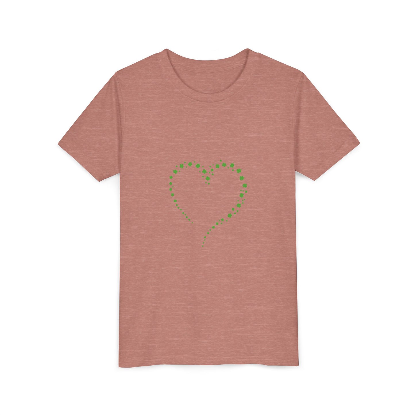 Green Heart Dotted Design Youth Tee | St. Patrick's Day Shamrock Motif